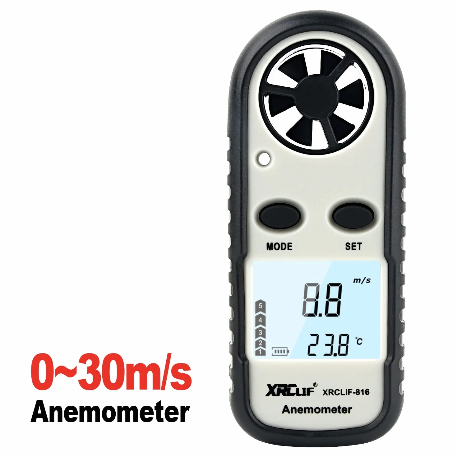 Anémomètre numérique XRCLIF avec rétroéclairage LCD, mesure vitesse vent pour voile surf pêche cerf-volant
