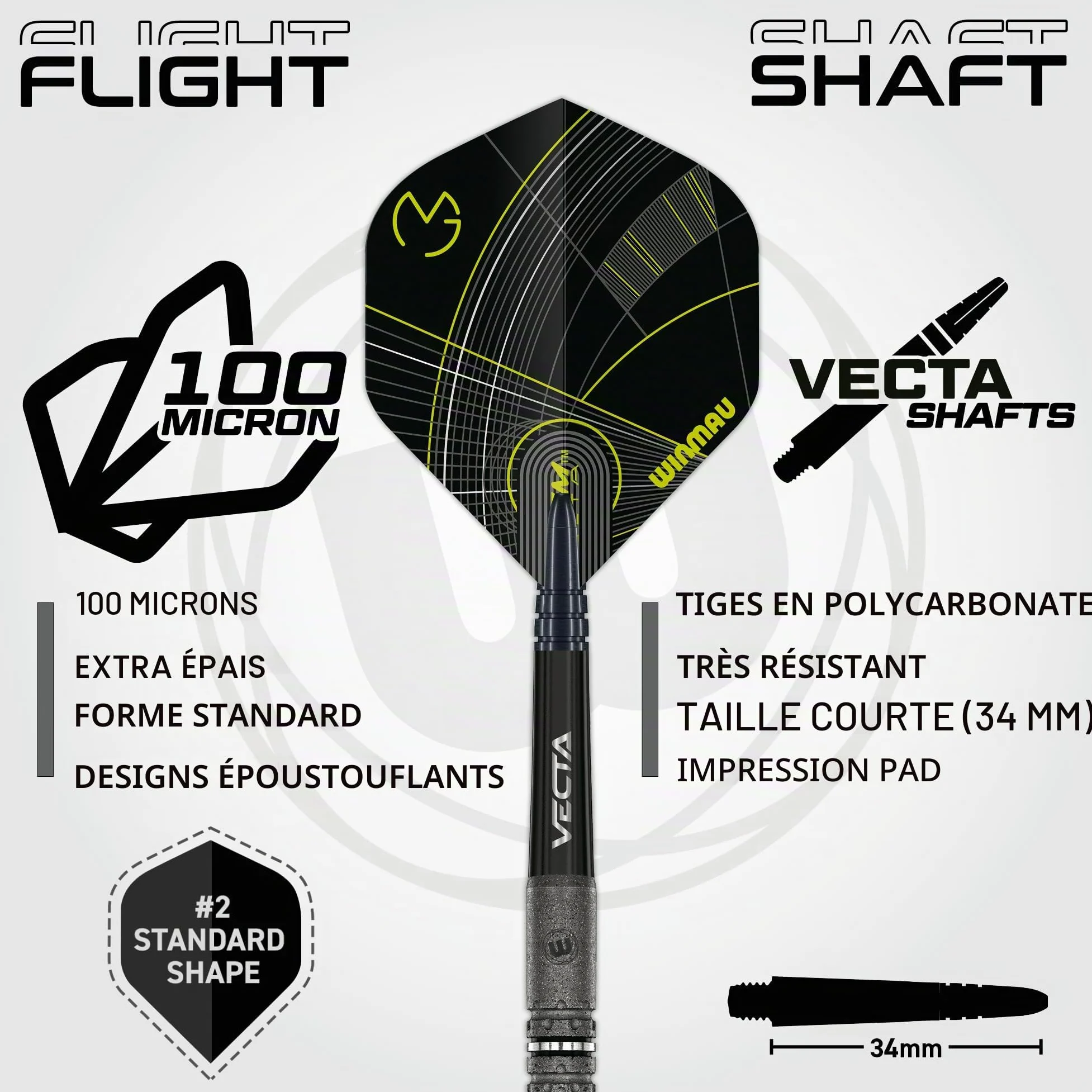 WINMAU Michael Van Gerwen MvG Signature Edition – 90 % tungstène – Kit de fléchettes professionnel avec ailettes et tiges – Disponible en pointe souple 18 g et pointe en acier 22 g, 23 g et 24 g