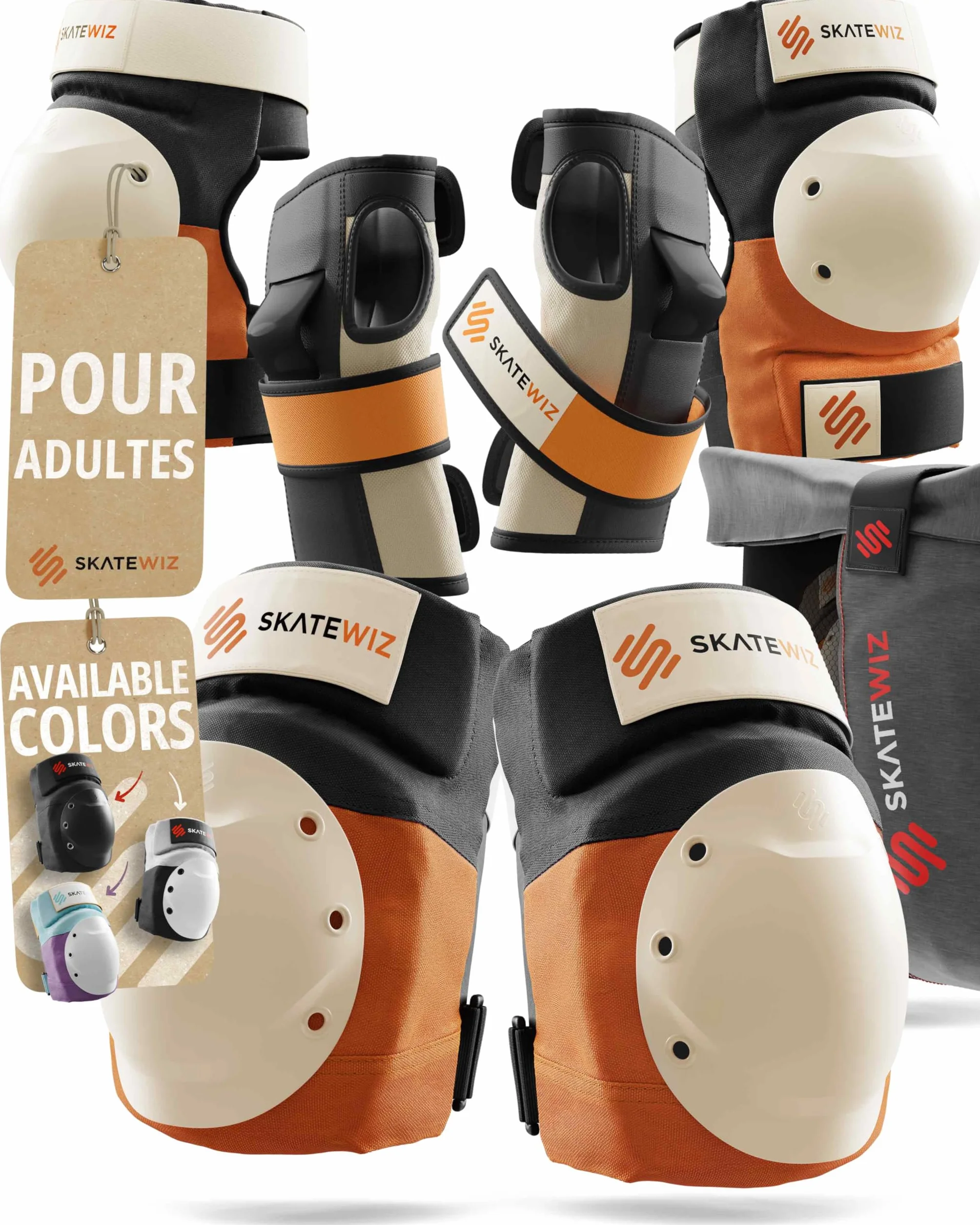 SKATEWIZ Équipement de Protection Patineur Professionnel 6 pièces Manches Néoprène