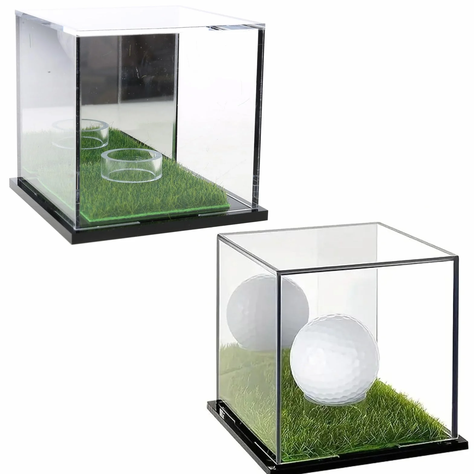 Présentoir carré en acrylique transparent pour balle de golf et baseball