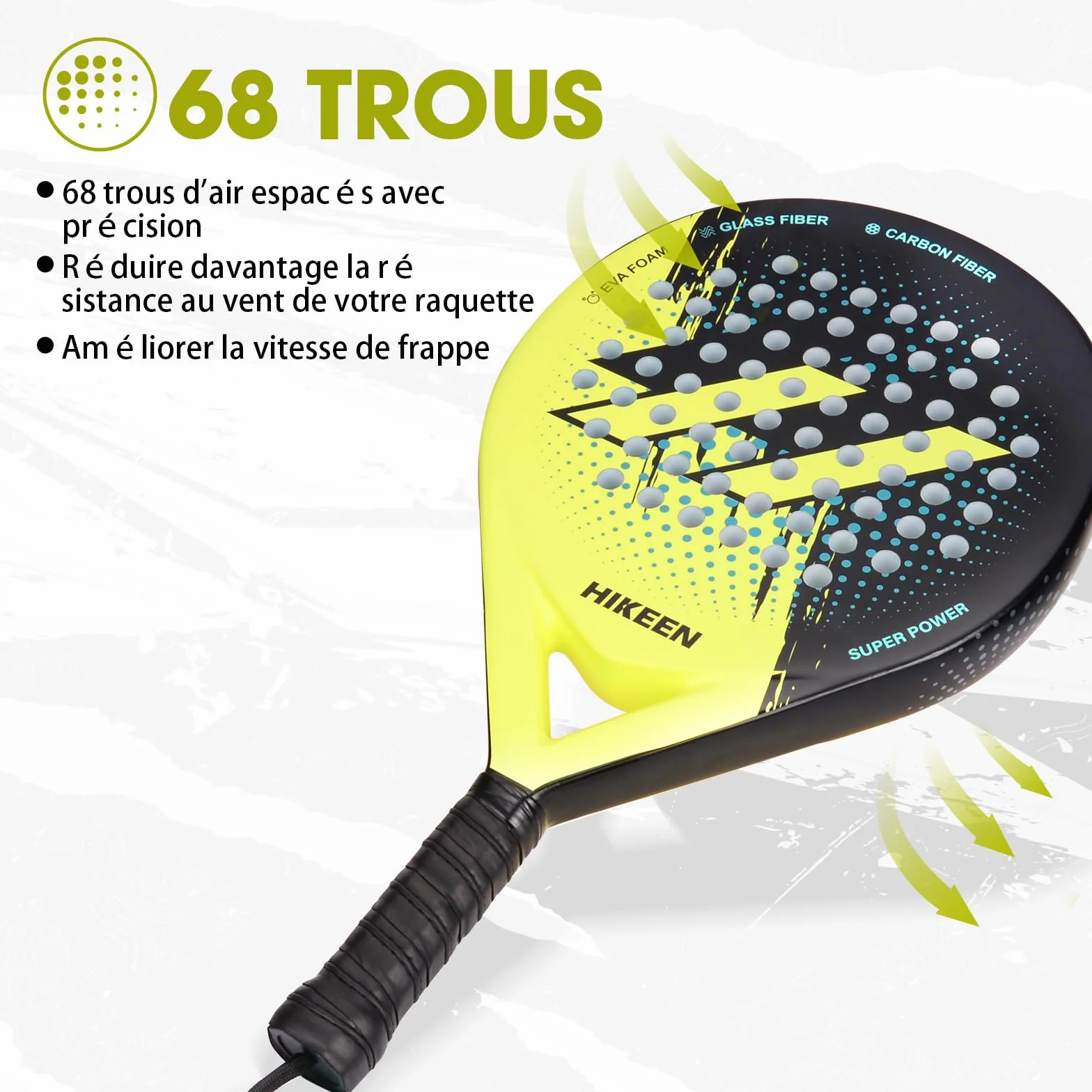 BOOSTEADY Raquette de Padel Fibre de Verre Carbone avec Balles de Tennis pour Adultes Débutants
