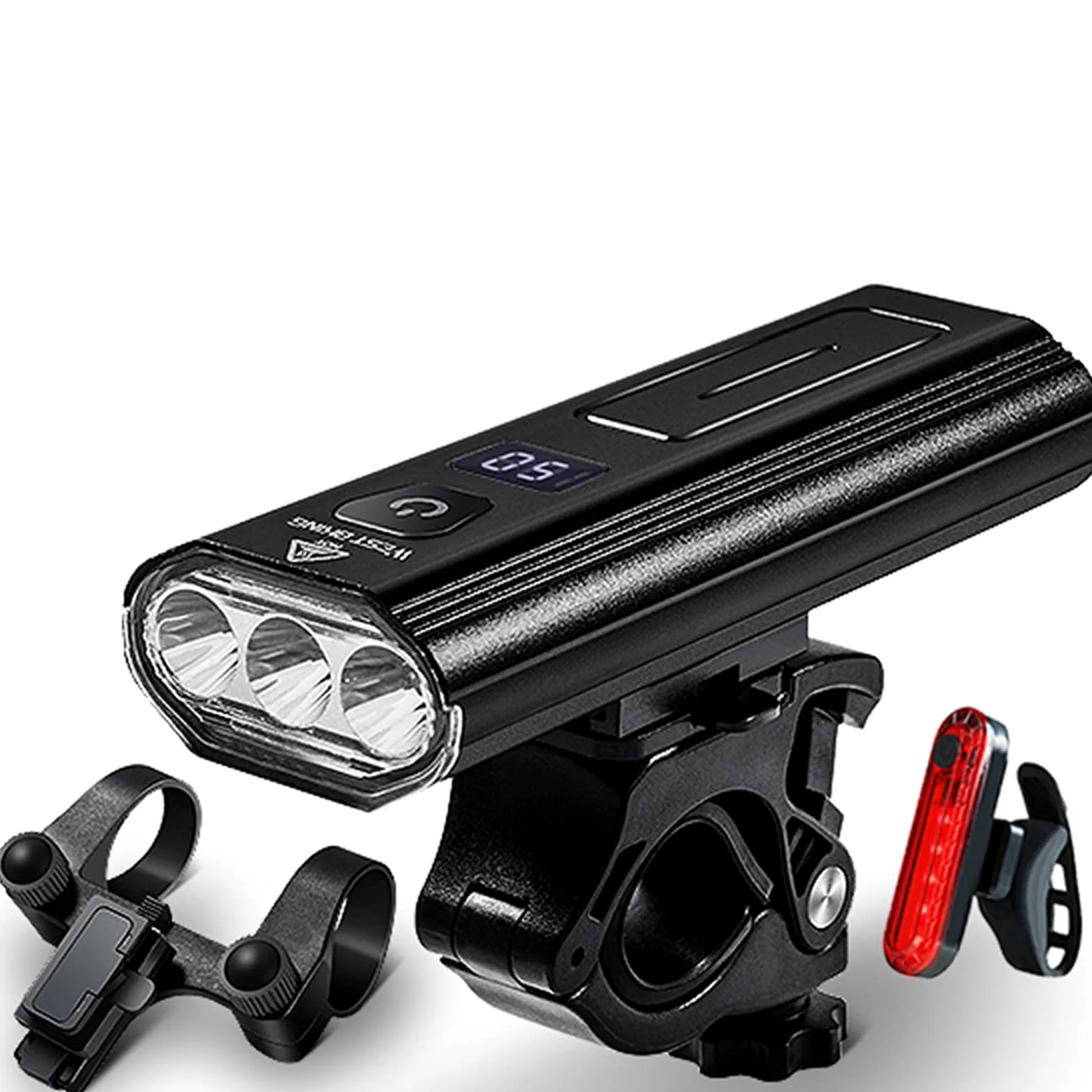 Lumière de Vélo 3 LED Affichage de la Batterie USB Phare Rechargeable Étanche Vélo Avant Lampe Batterie Externe