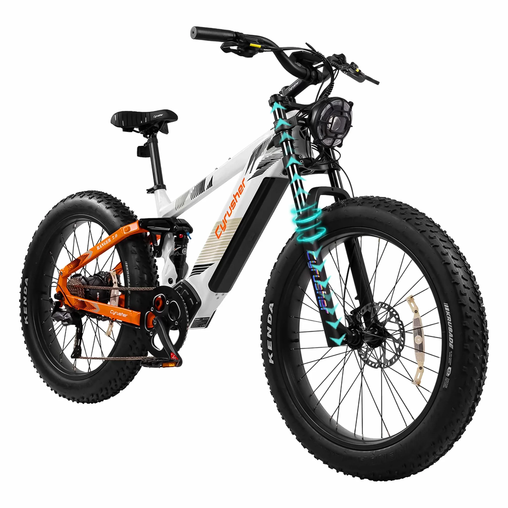 Vélo Électrique Ranger 26 Pouces 250W 52V 20Ah 1040Wh Amortisseur à Air Freins à Disque Hydrauliques