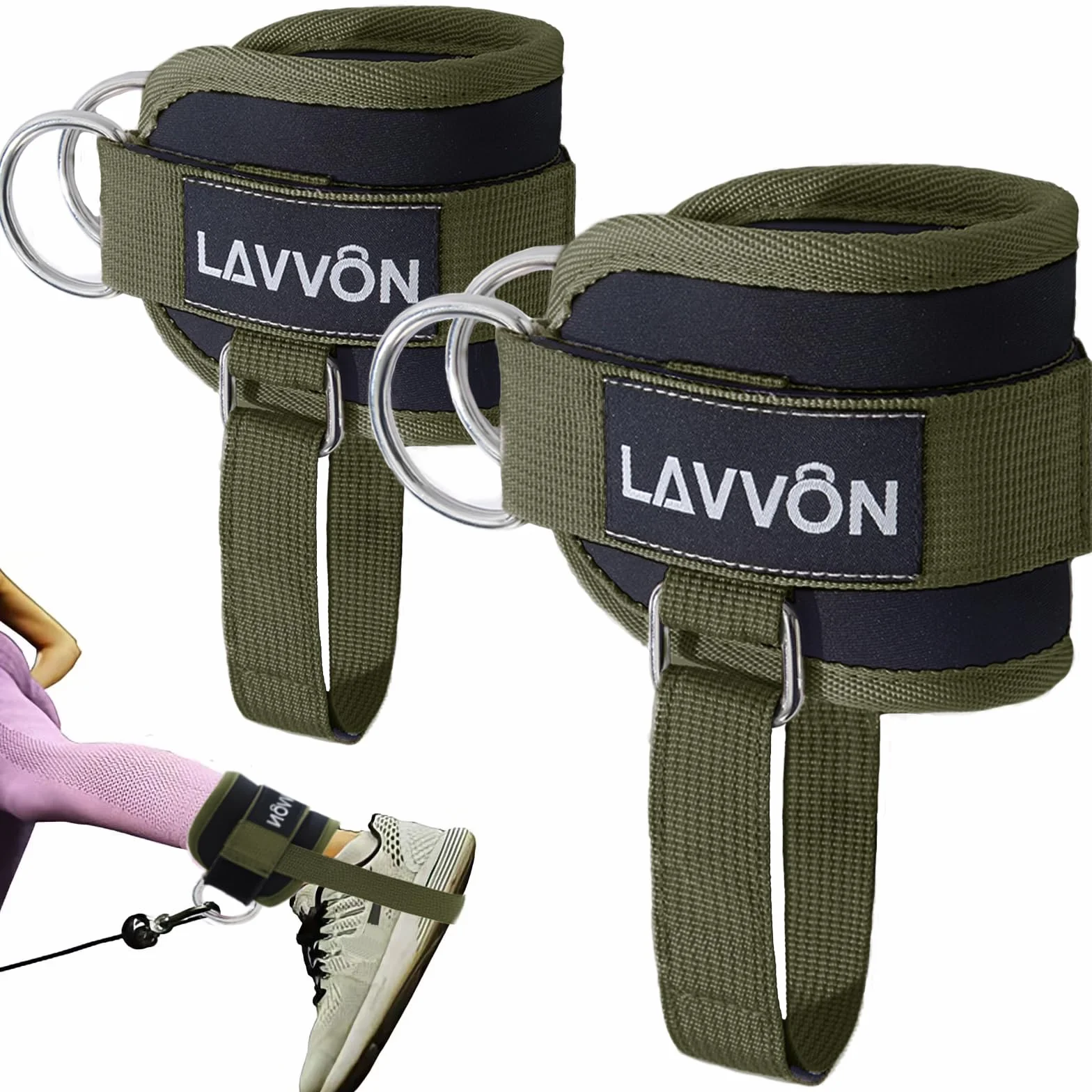 Sangle Cheville Musculation Poulie - Attaches de Câble Réglables pour Salle de Sport, Ankle Straps pour Fessiers et Extensions Jambes
