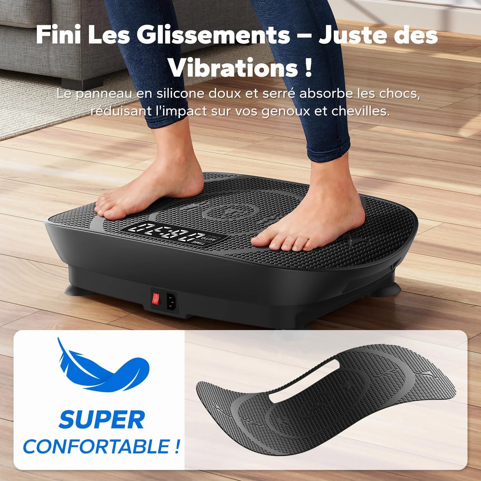 MERACH Plateforme Vibrante Silencieuse et Compacte pour Modelage du Corps et Relaxation avec Tapis Silicone et Écran LED