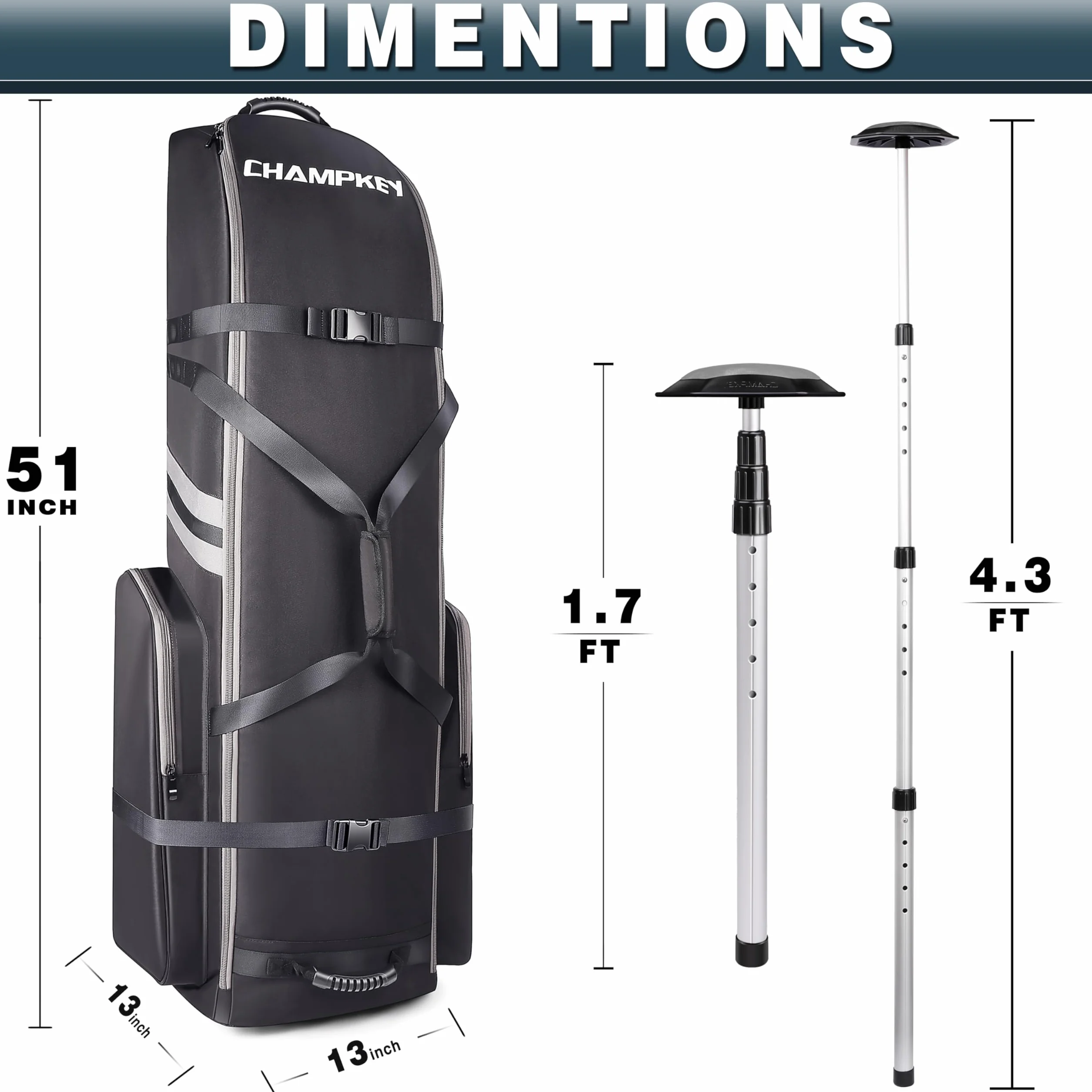 CHAMPKEY Housse de Voyage de Golf rembourré Tissu Oxford 1200D Anti-Impact