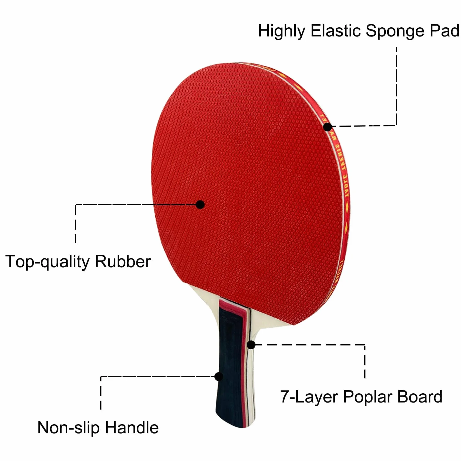 Ensemble de Raquettes de Ping-Pong Professionnel 2 Raquettes 3 Balles 1 Sac Tennis de Table