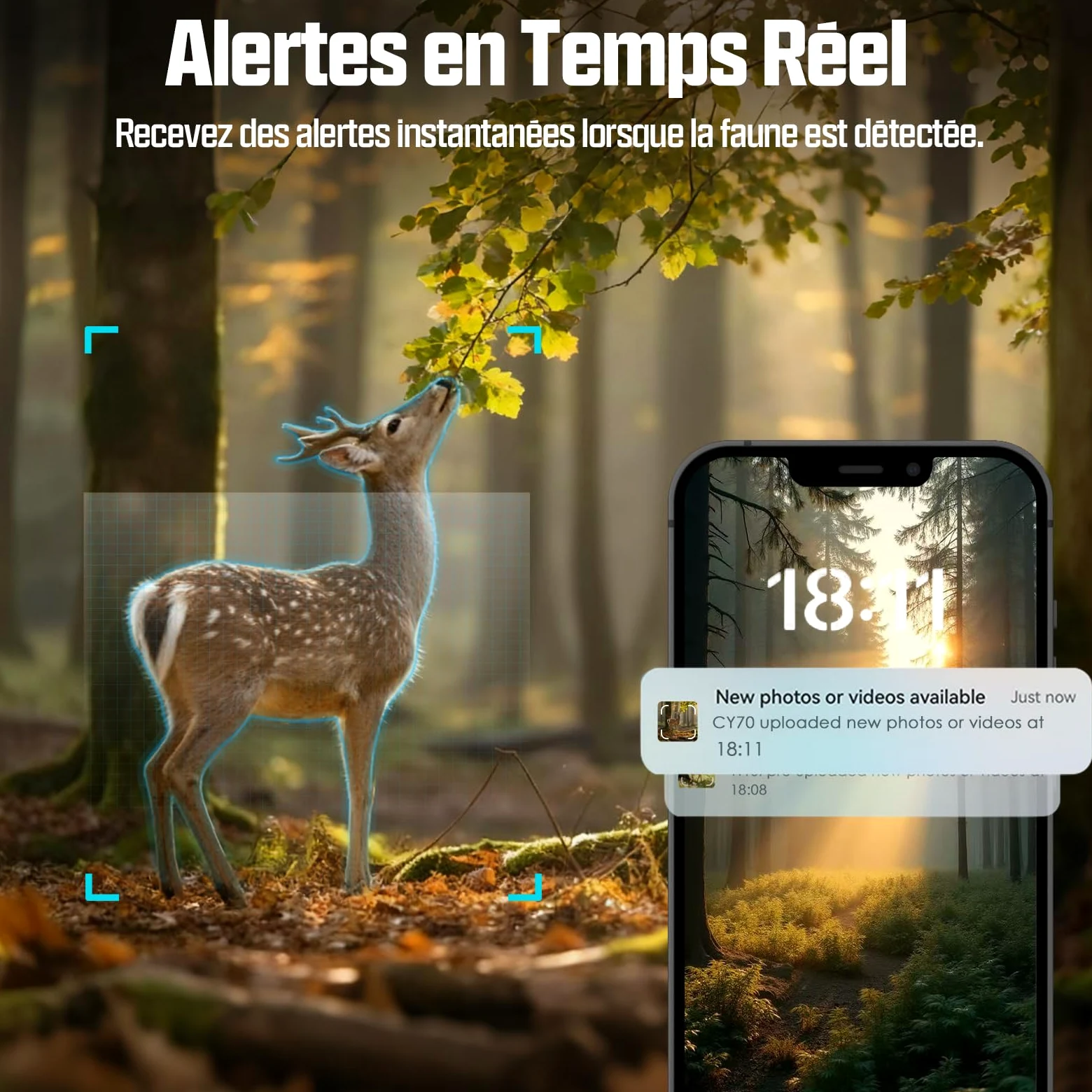 CEYOMUR 4G LTE Cellulaire Camera de Chasse, 48MP Caméra de Chasse Solaire | 5200 mAh Batterie, Piege Photographique avec Carte TF 64 GB et Carte SIM, Alarme Instantanée Via APP, Stockage Cloud