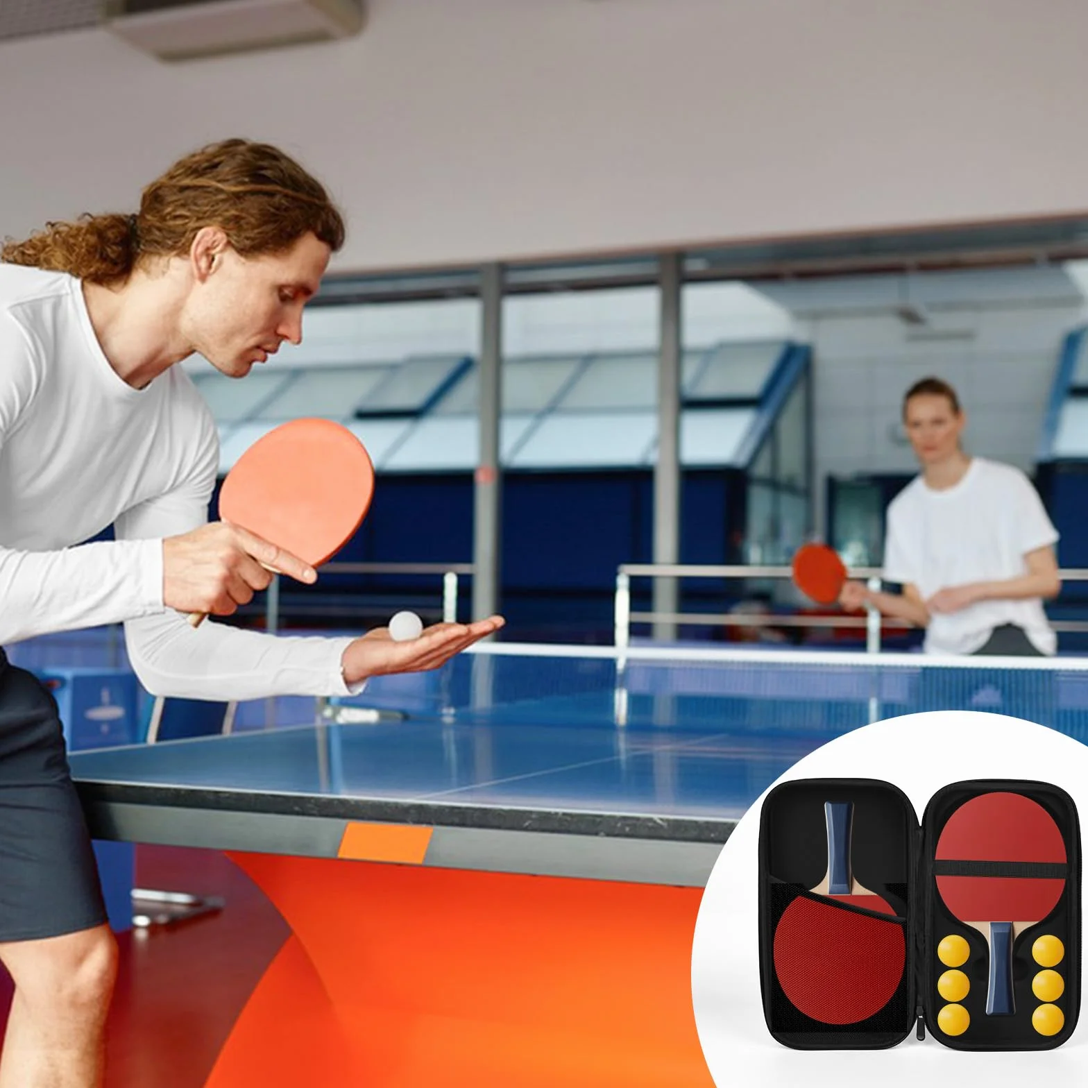 Housse Raquette Ping Pong, Pochette avec Rangement Balles pour 1 Pagaie et 6 Balles