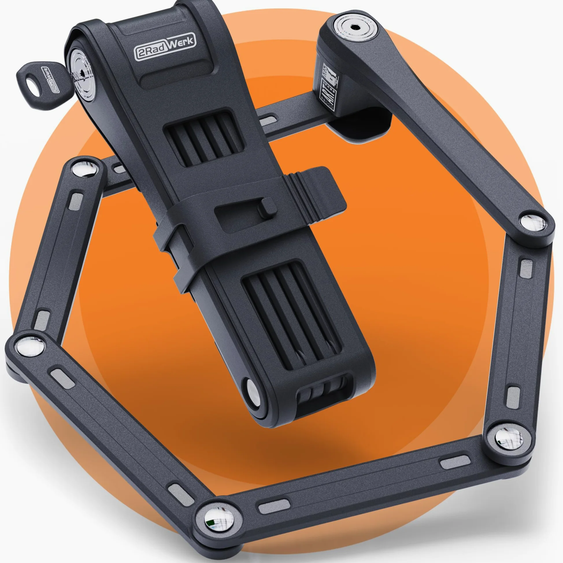 2Radwerk Antivol de vélo Secure Fold Pro - Antivol pliable certifié ART avec mécanisme Ultra Lock - Antivol pliable pour vélo électrique - Antivol pliable pour vélo électrique avec support