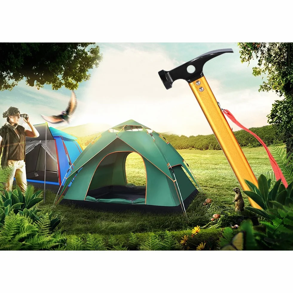 Keenso Marteau de Camping Marteau de Tente Maillet pour Piquets Portable Or
