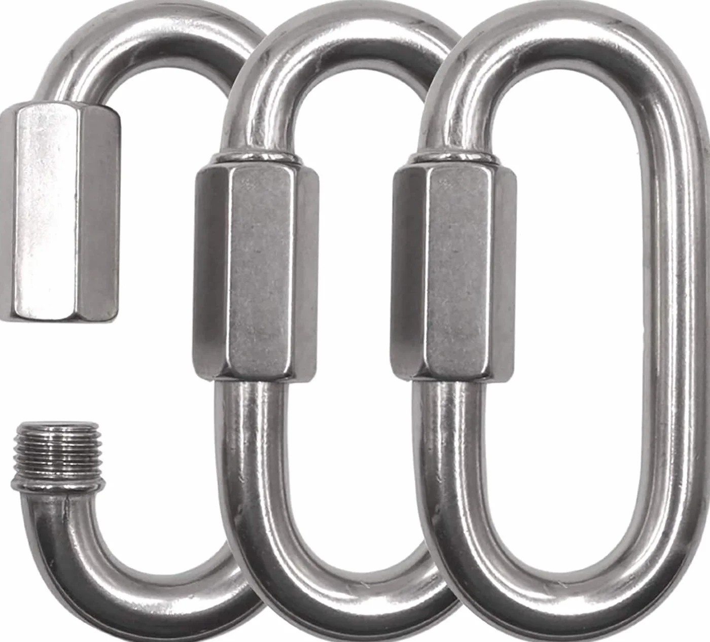 Lot de 3 mousquetons à vis M8 en Acier Inoxydable - Maillon d'urgence LATRAT