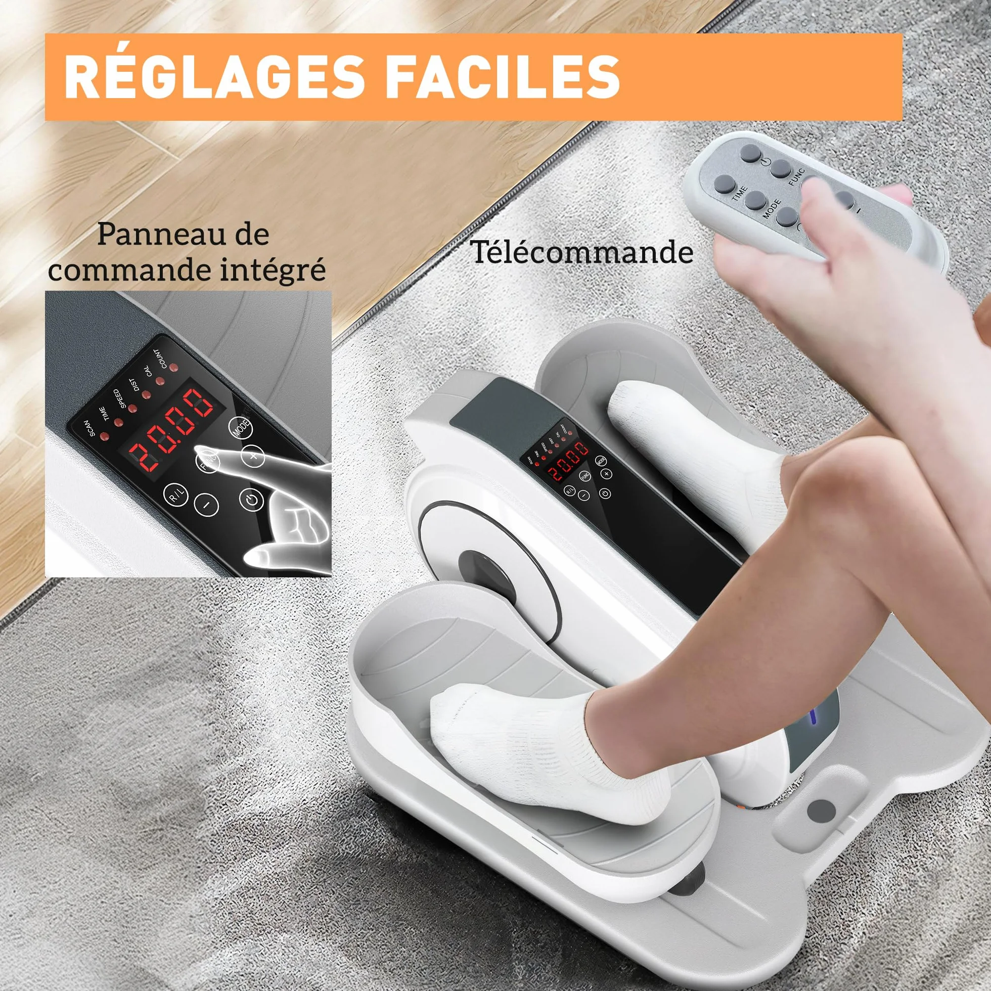 SPORTNOW Mini vélo elliptique électrique avec écran LCD, 10 vitesses, silencieux, portable, Blanc