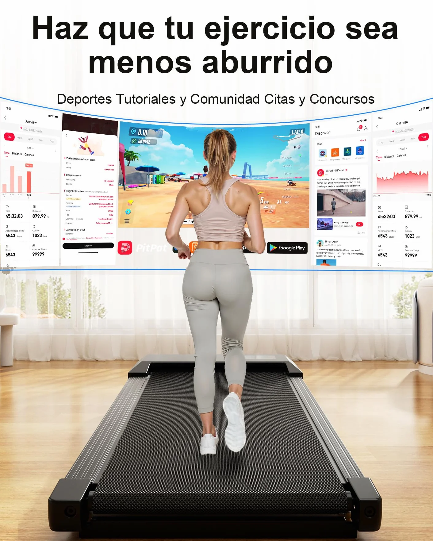 Copant Tapis de Marche avec LCD Écran, 2.5 HP Walking Pad, APP & Télécommande, Charge Max 136 kg, 1.5-6 km/h