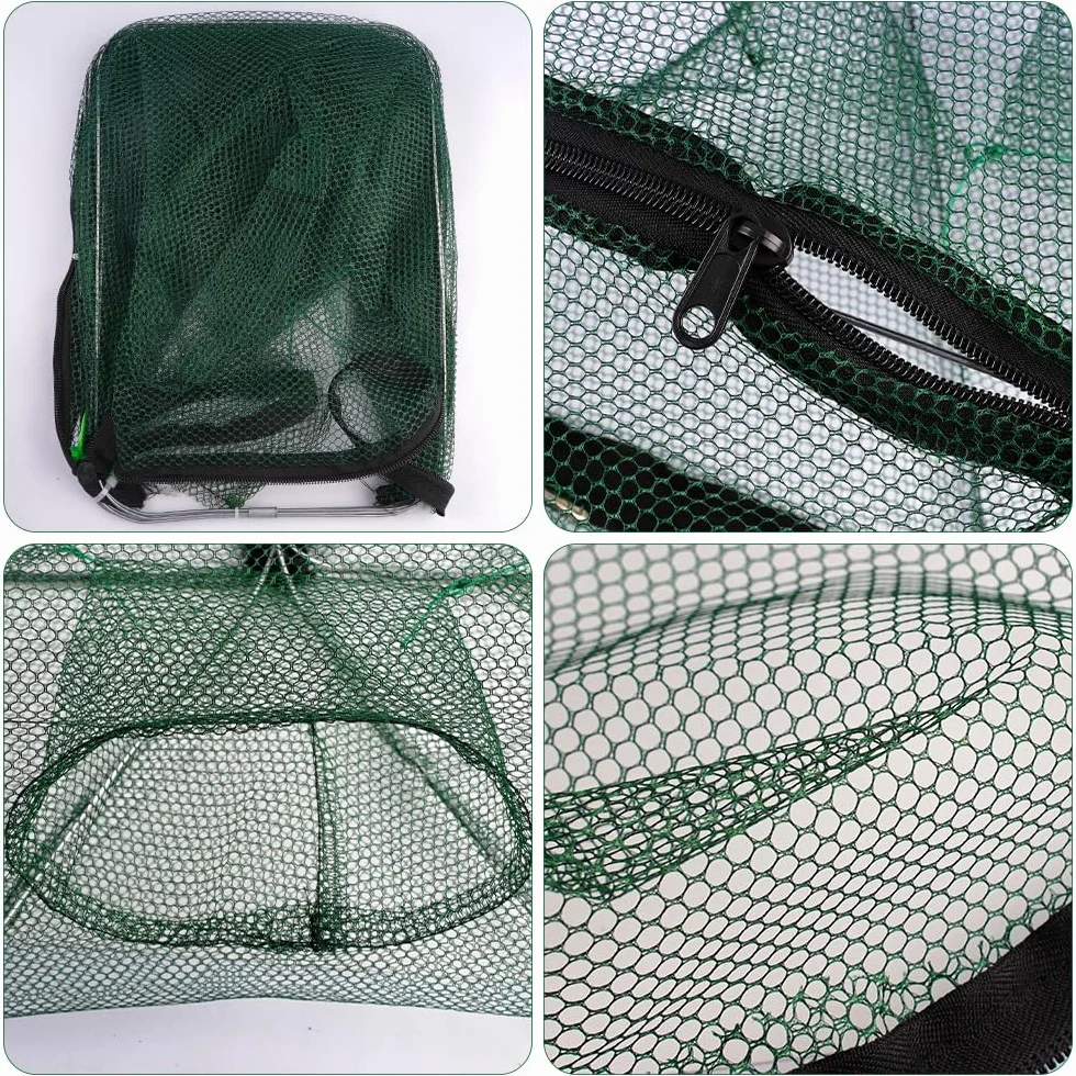 Piège à crevettes, 58 × 22 cm Poissons de crabe en nylon, filet de pêche automatique, 6 trous filet de pêche pliable en nylon, pour attraper les crabes, les homards, les crevettes et les crabes