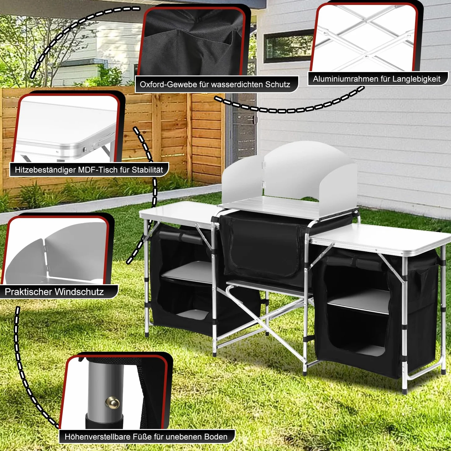 Armoire de camping pliable pour camping, pique-nique, garden-party