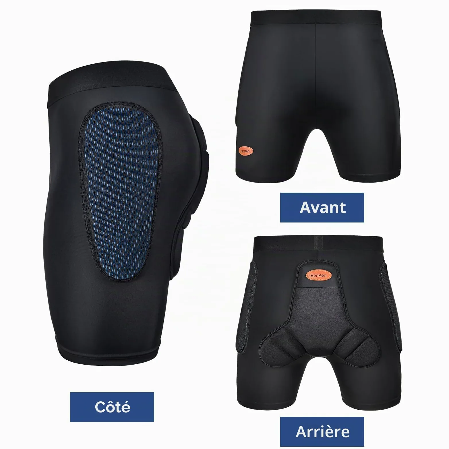 BenKen Short de protection de sport 3D EVA Butt Pad, équipement de protection anti-collision pour homme et femme, short de protection rembourré résistant aux chocs pour snowboard, patinage, patins à
