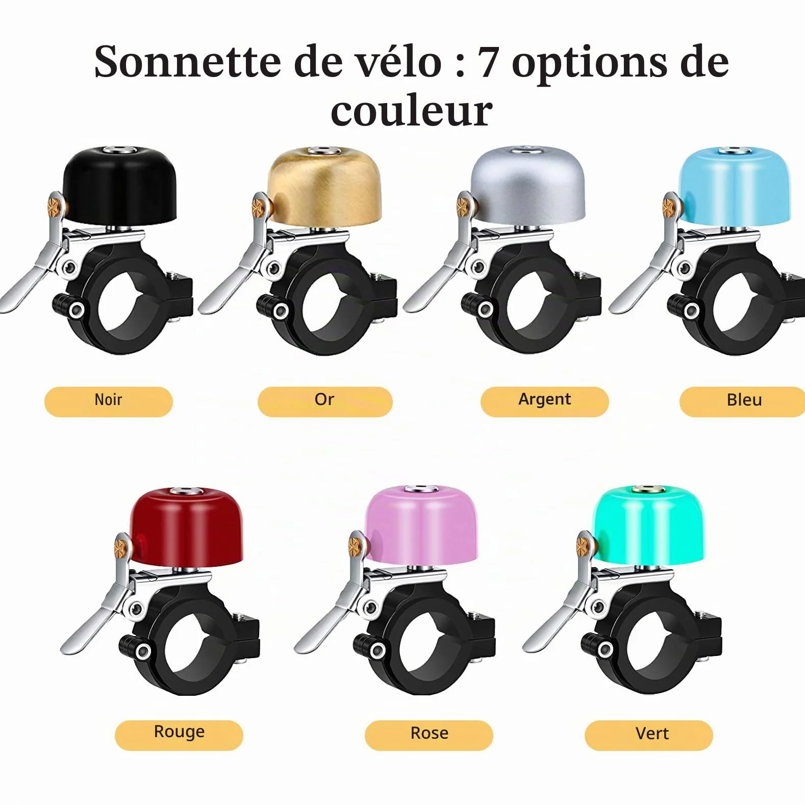 Sonnette de vélo en laiton 90dB pour guidon 22.2-31.8 mm Course VTT