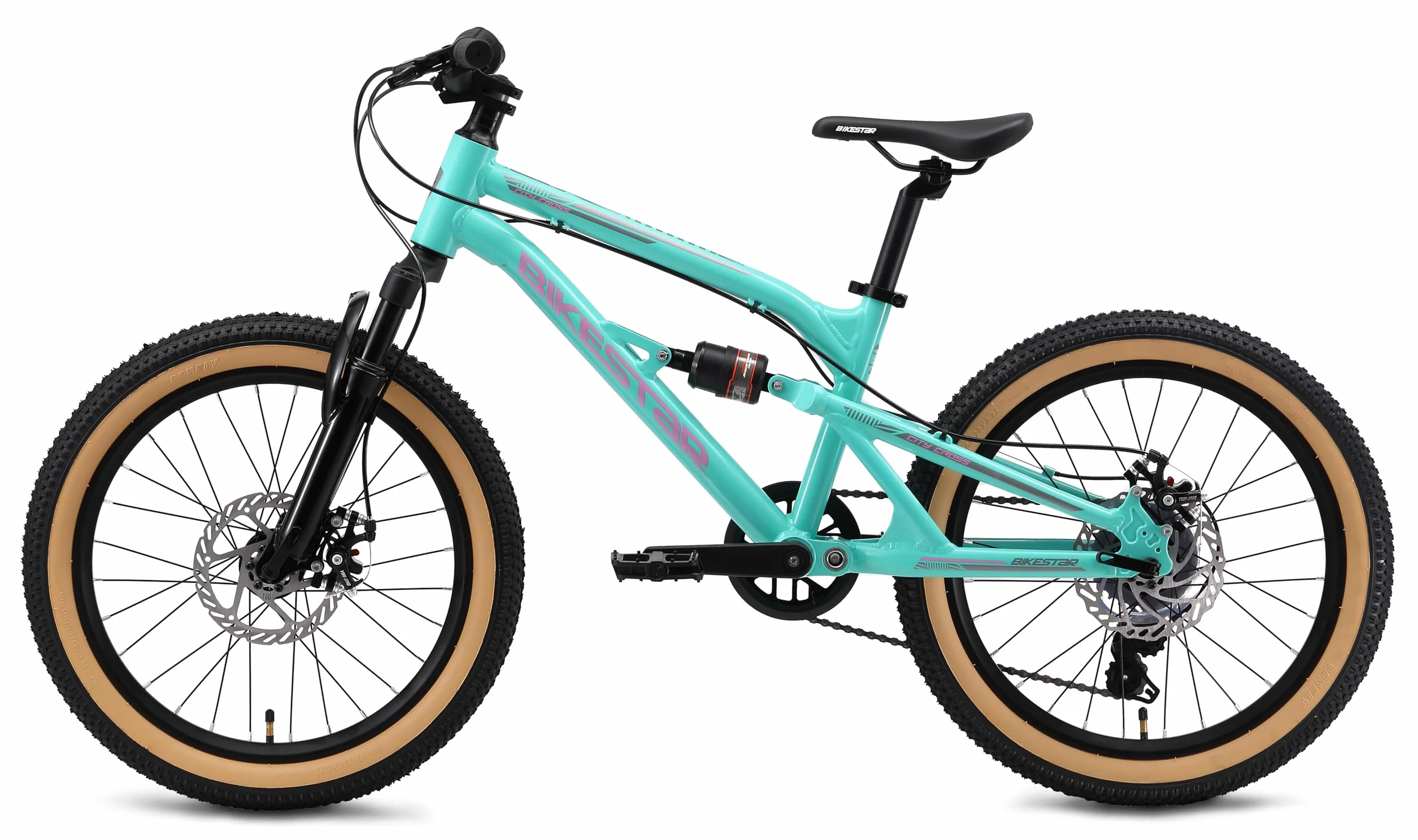 BIKESTAR VTT Vélo Tout Terrain Tout Suspendu 20 Pouces 7 Vitesses Shimano Freins Disque Enfants 6 Ans