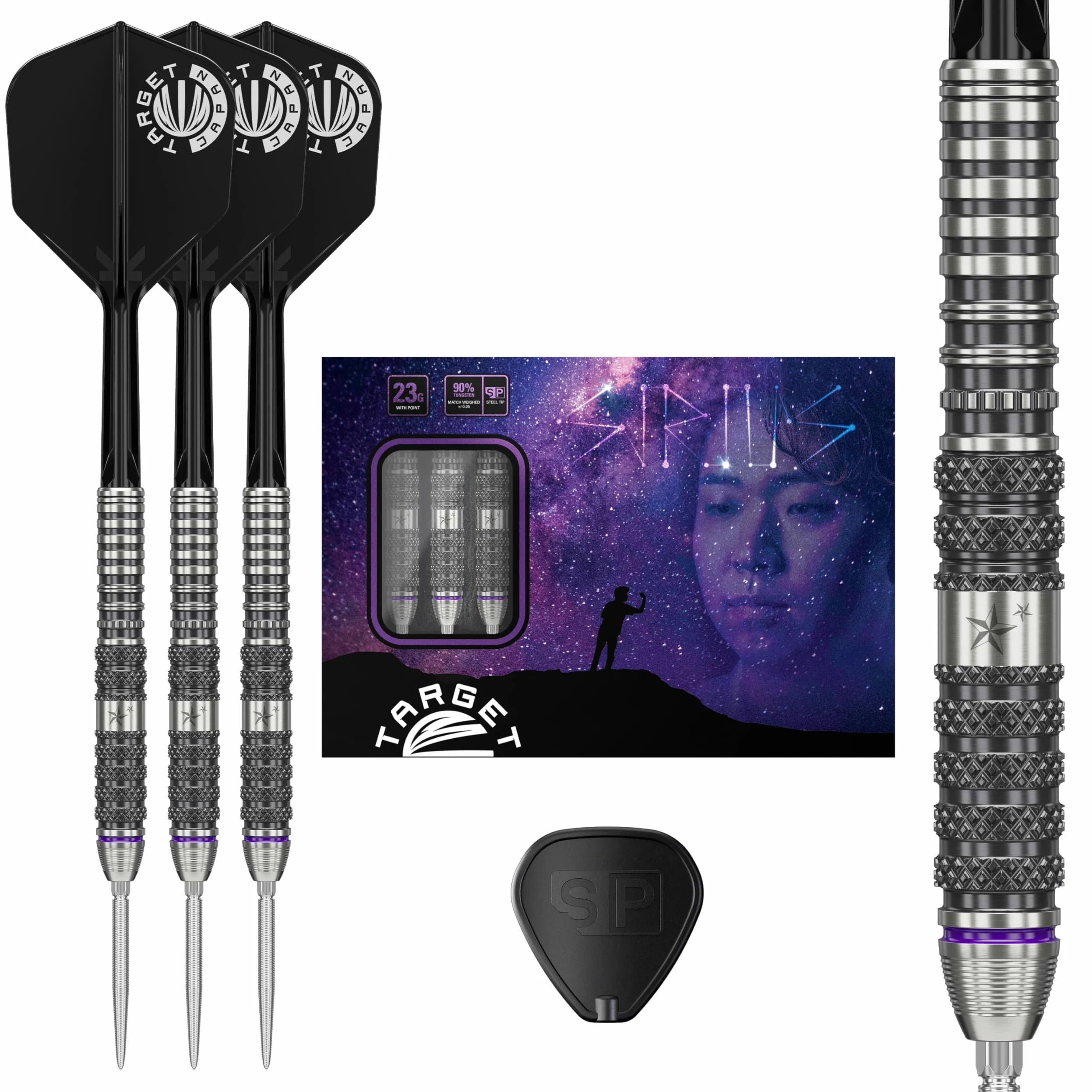 Target Japan Prime Series Sirius G3 90% Tungstène K-Flex Swiss Point Ensemble de fléchettes à Pointe d'acier, 23G | Yuta Hayashi KFlex Dart Flight, Swiss Nano Points, Pointes de fléchettes en Acier