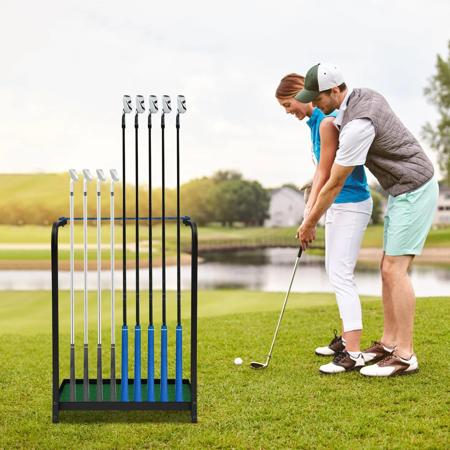 Support de club de golf en acrylique 9 trous 50 x 27,5 x 72 cm
