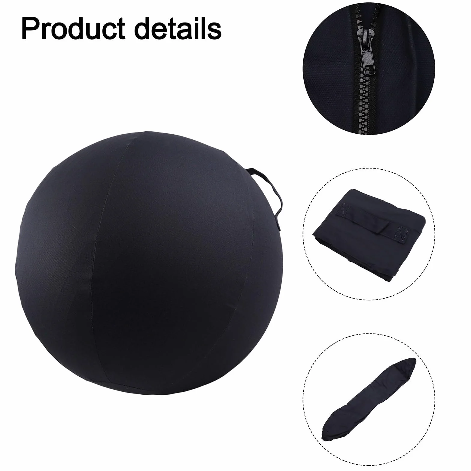 Housse de protection pour ballon de yoga 65 cm avec poignée de transport résistante à l'usure gris