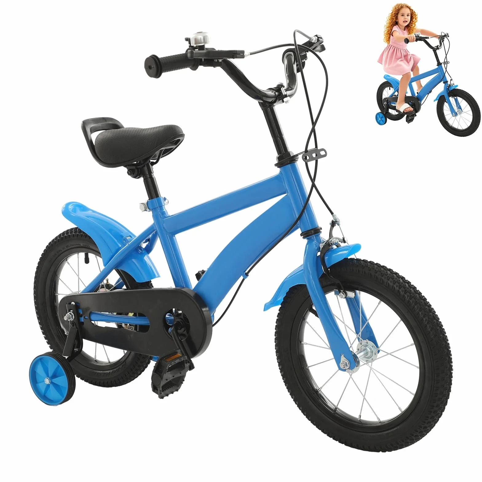 Vélo Enfant 12 Pouces avec Roues Stabilisatrices, Hauteur Réglable 43-49 cm
