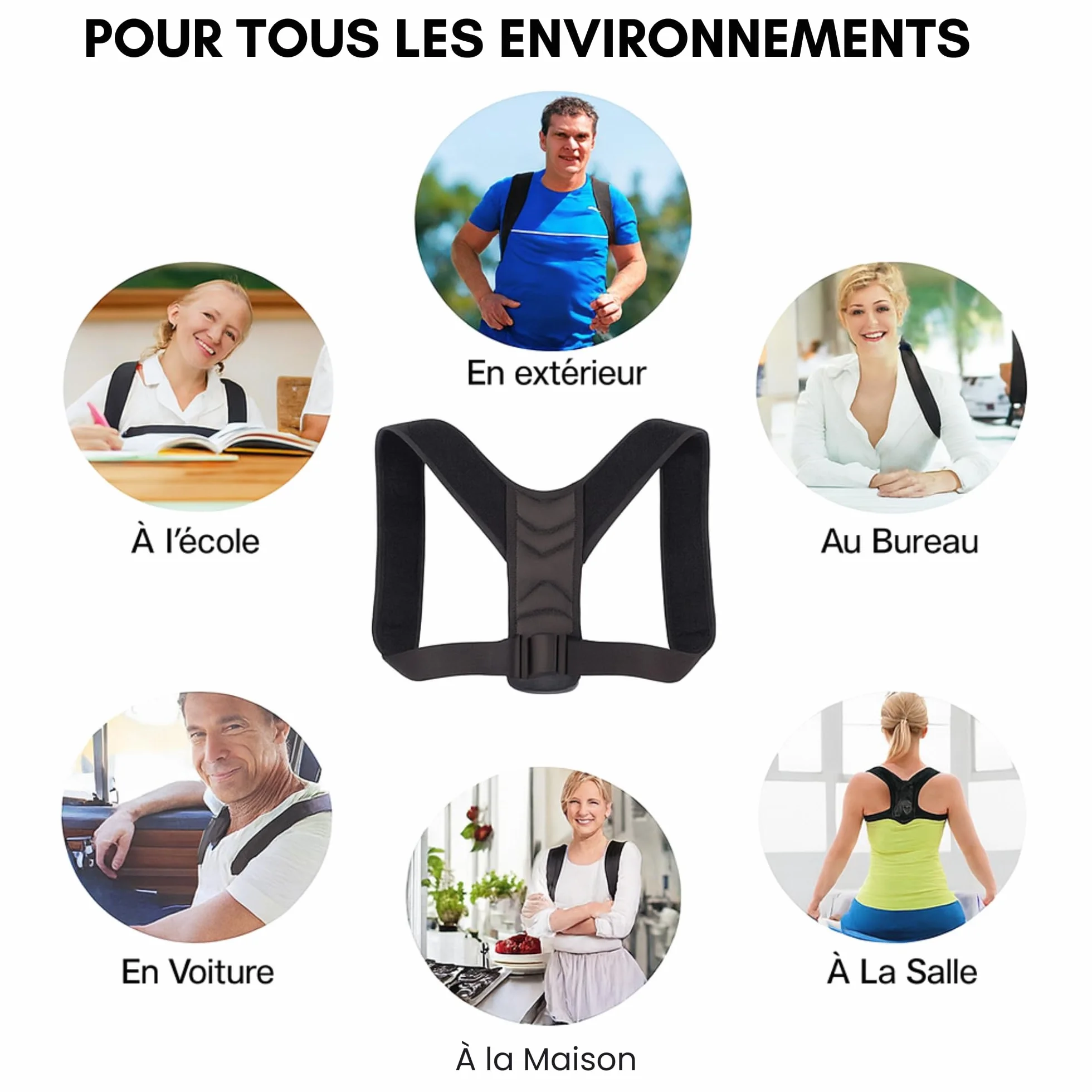 ALIGNO Correcteur de Posture Universel Homme Femme | Redresseur de Dos Réglable | Ceinture Lombaire Soutien Dorsal | Gilet de Dos avec Bretelles pour Alignement et Confort pour Améliorer la Posture