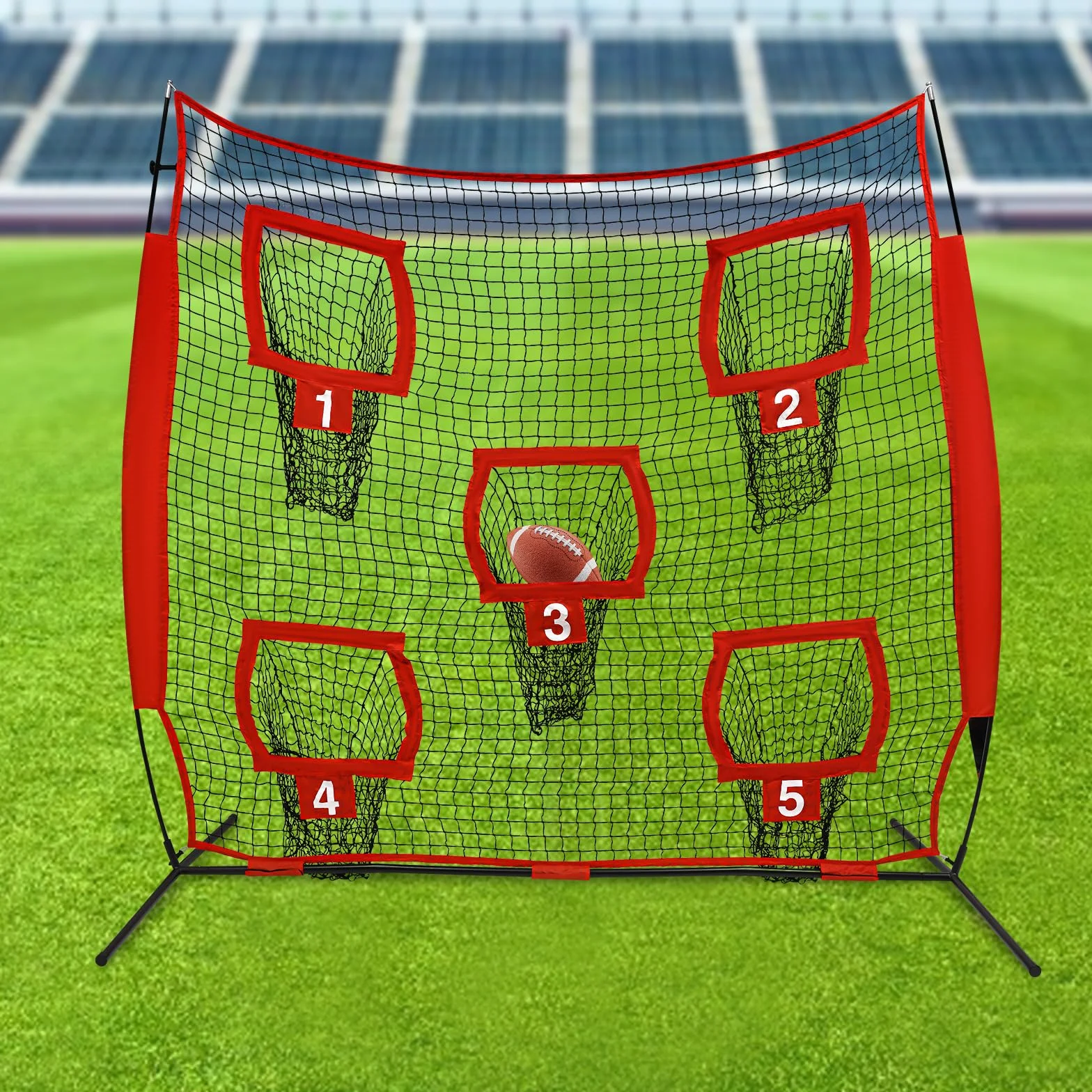 Filet de rugby avec 5 poches cibles, cadre pliable, sac de transport
