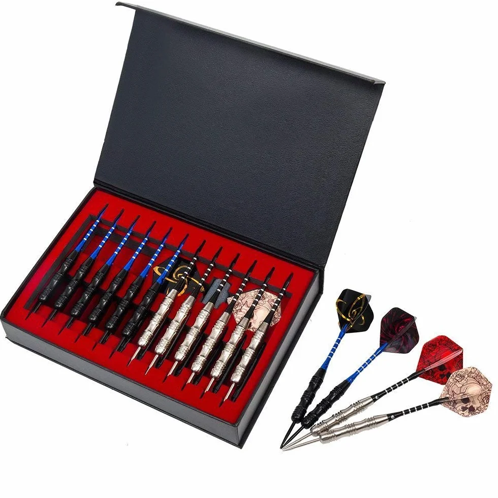 POFET fléchettes à pointe en acier 22 g corps fer antidérapant tiges aluminium 4 styles ailettes boîte cadeau