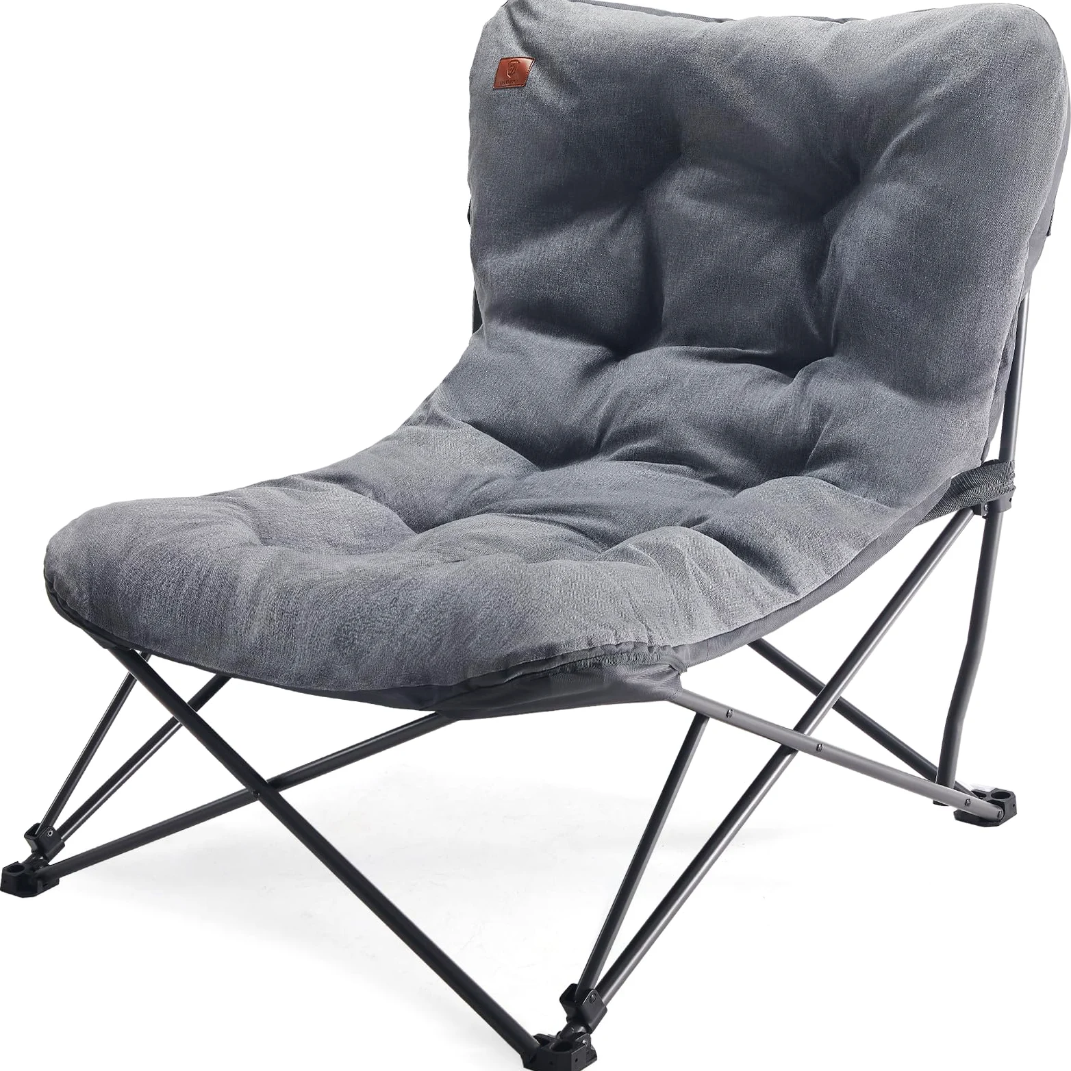 EVER ADVANCED Chaise de Camping Pliable XXL 180kg, Dossier Haut | Chaise pliante surdimensionnée à dossier haut, relax pour camping, jardin, balcon, pêche, intérieur, grise