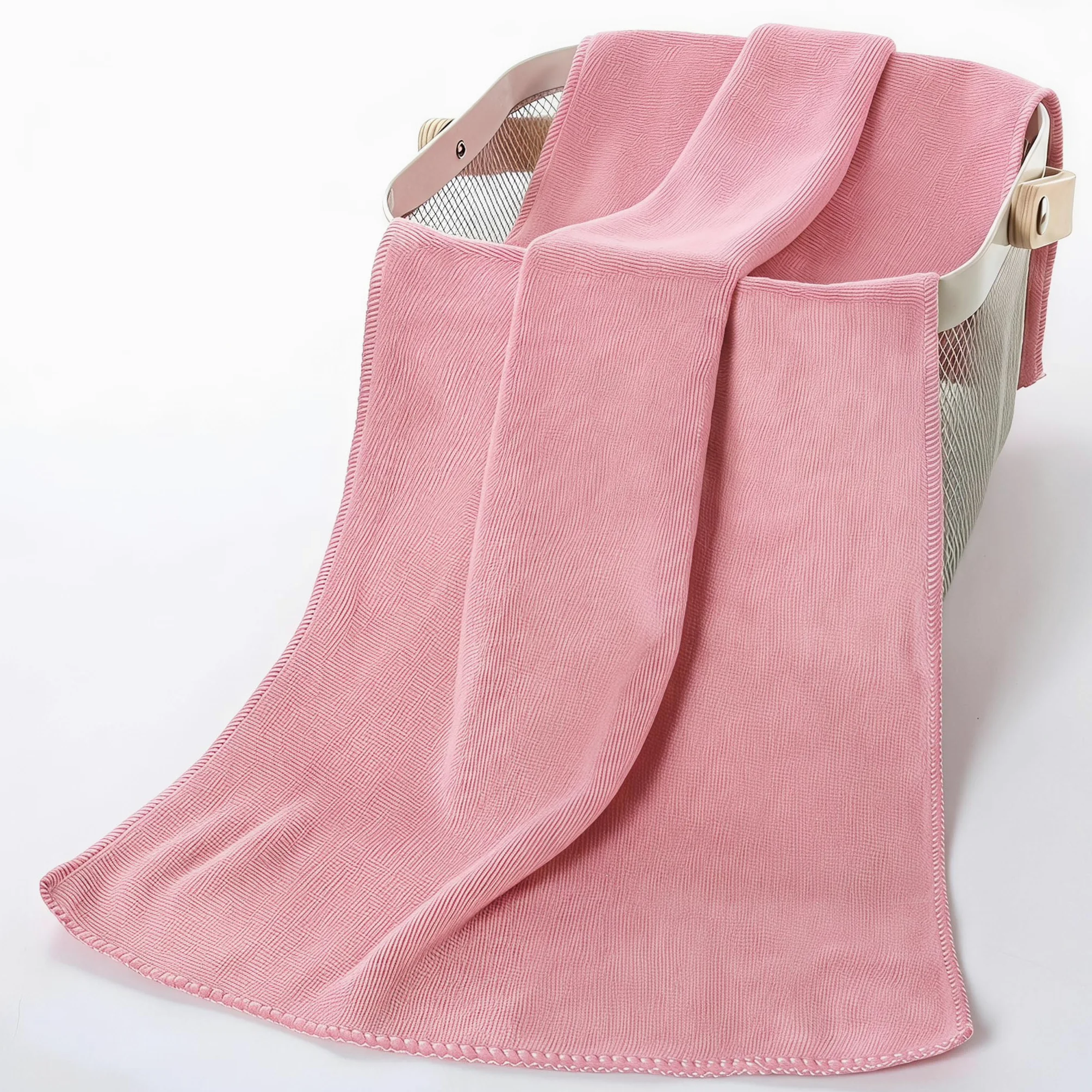 Serviette en microfibre 120 x 50 cm, compacte et à séchage rapide, serviette de sport pour fitness, serviette de voyage, compacte comme serviette de bain, rose
