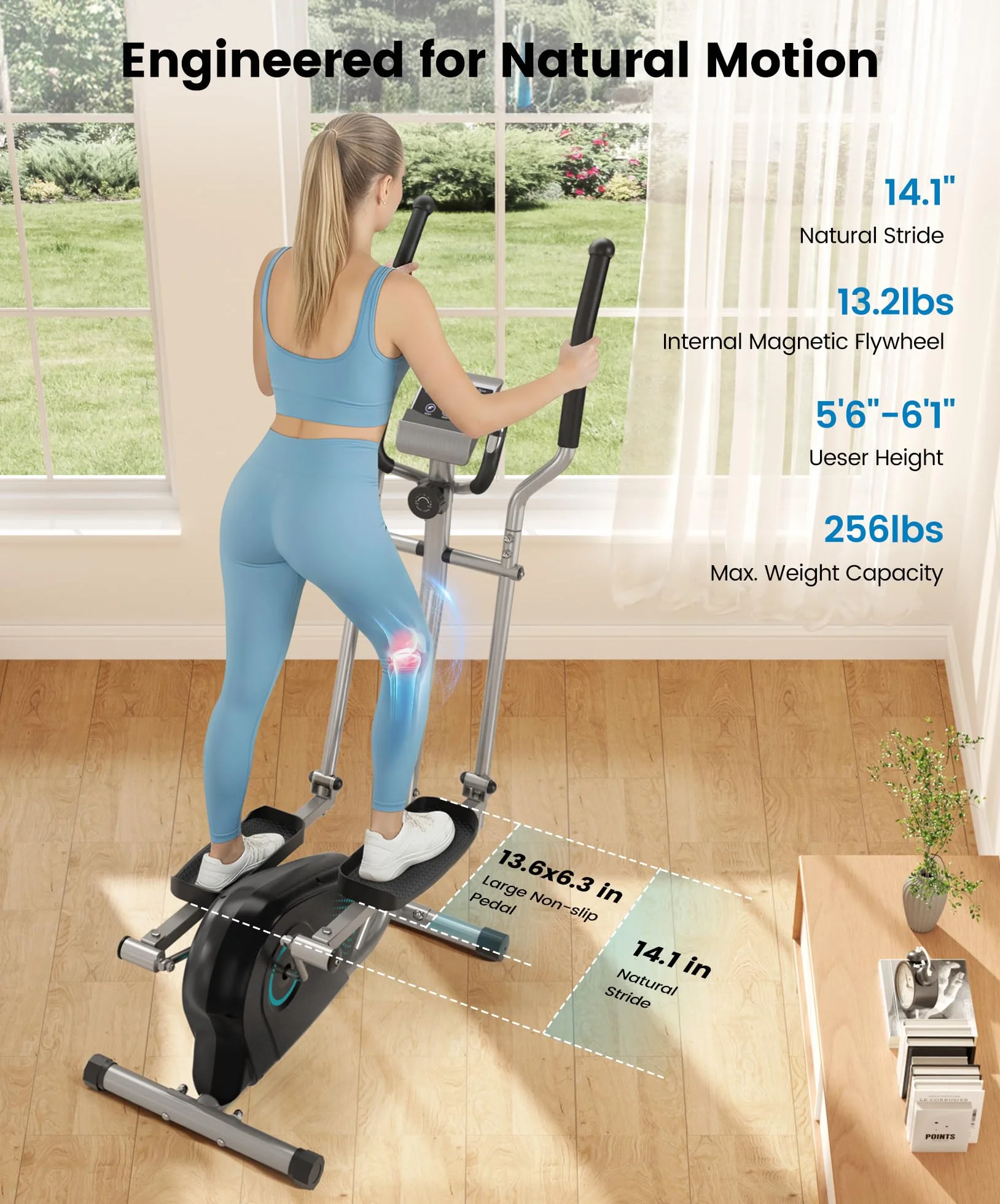 YOLEO Vélo Elliptique 16 Niveaux de Résistance Volant d'Inertie 6 kg Écran LCD Appareil Fitness Cardio
