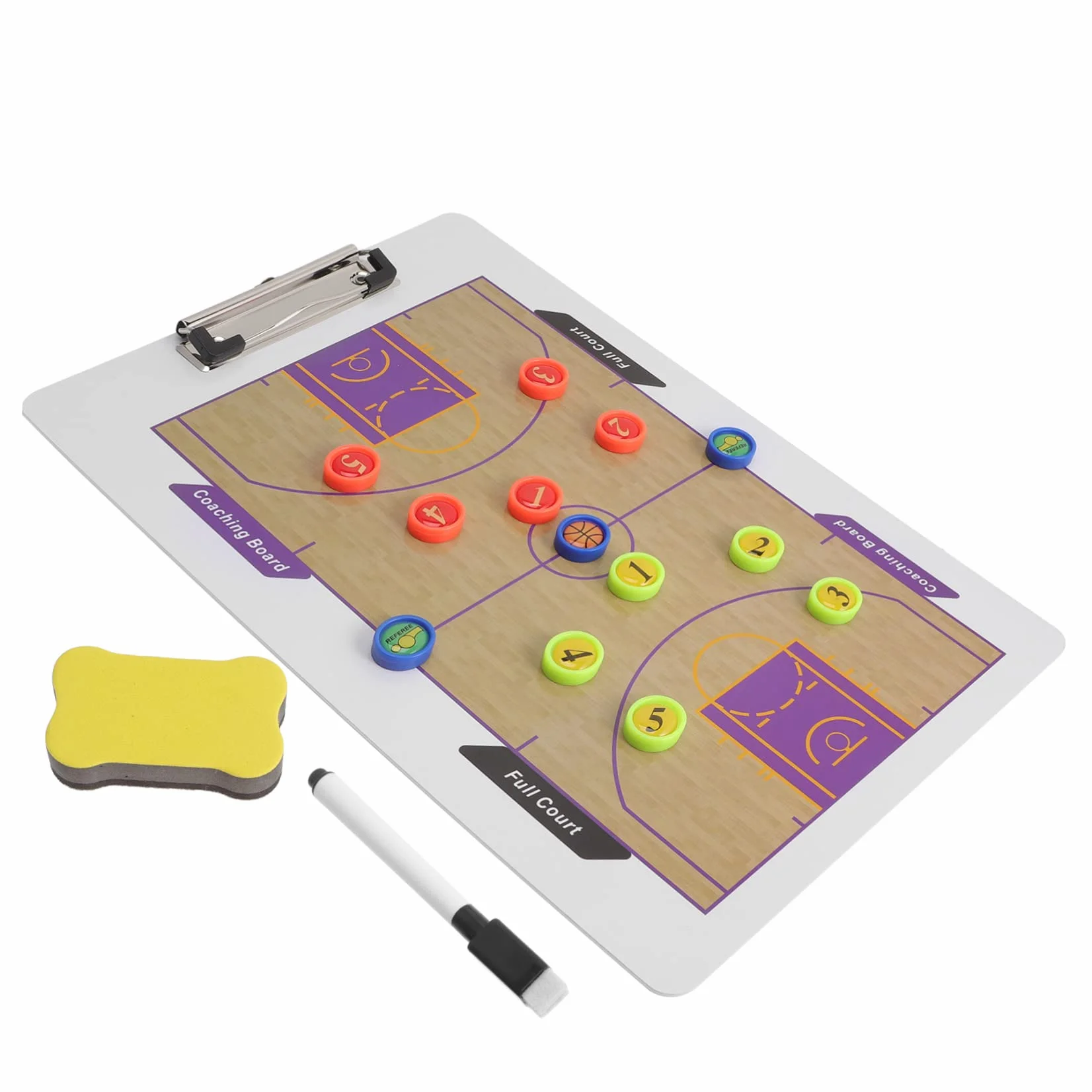Milisten Tableau de Stratégie de Basket-Ball Portable Magnétique en PVC Effaçable à Sec