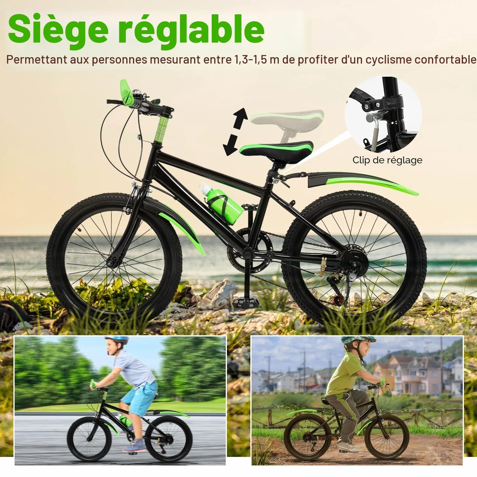 VTT 20 pouces suspension complète pour enfants 6-13 ans