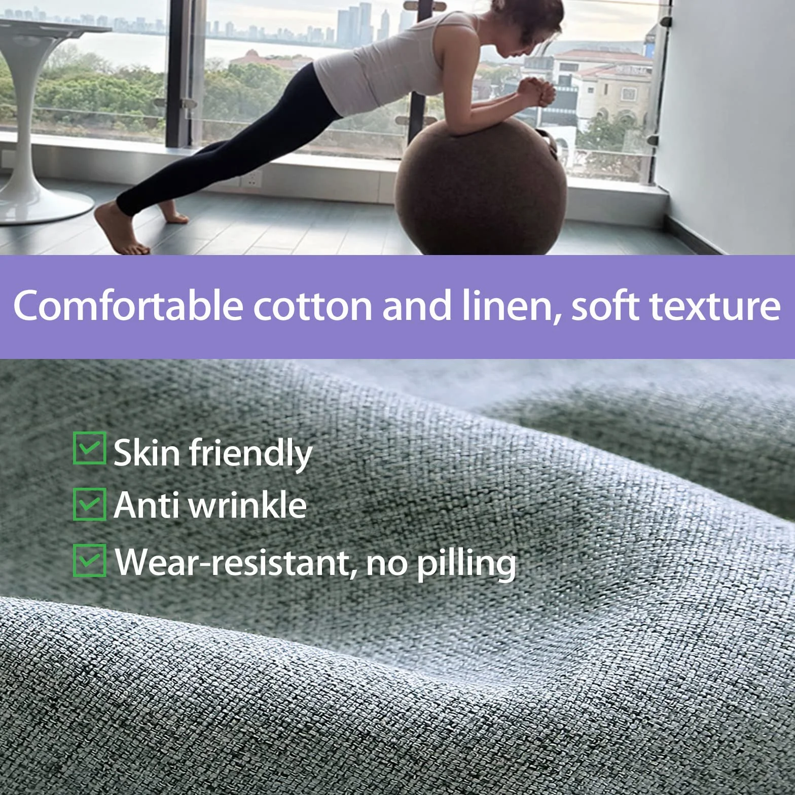 Housse de ballon de gymnastique 55-75 cm pliable en tissu pour fitness pilates yoga