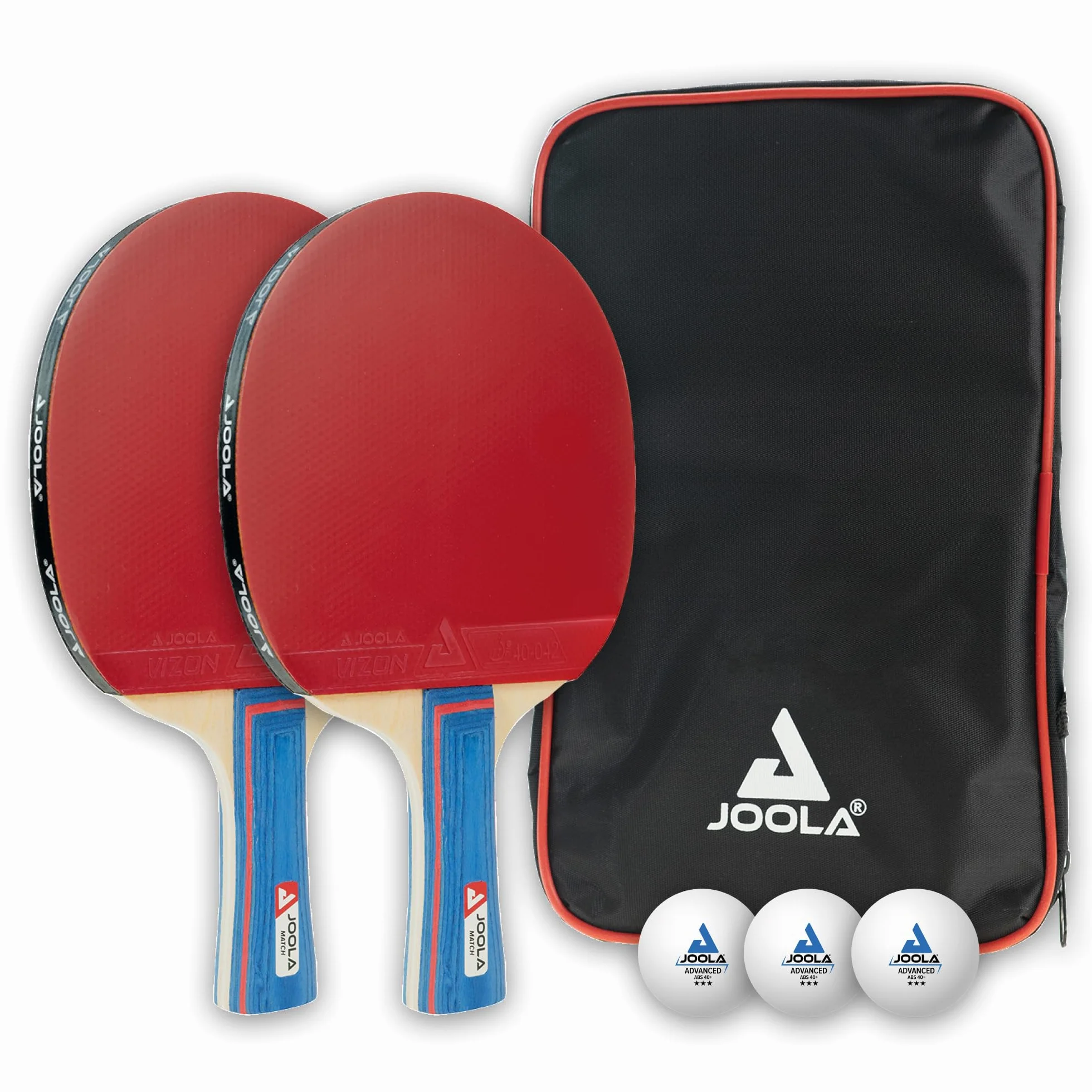 JOOLA Set de Ping-Pong 6 Pièces Duo - 2 Raquettes + 3 Balles + Housse, Homologué ITTF