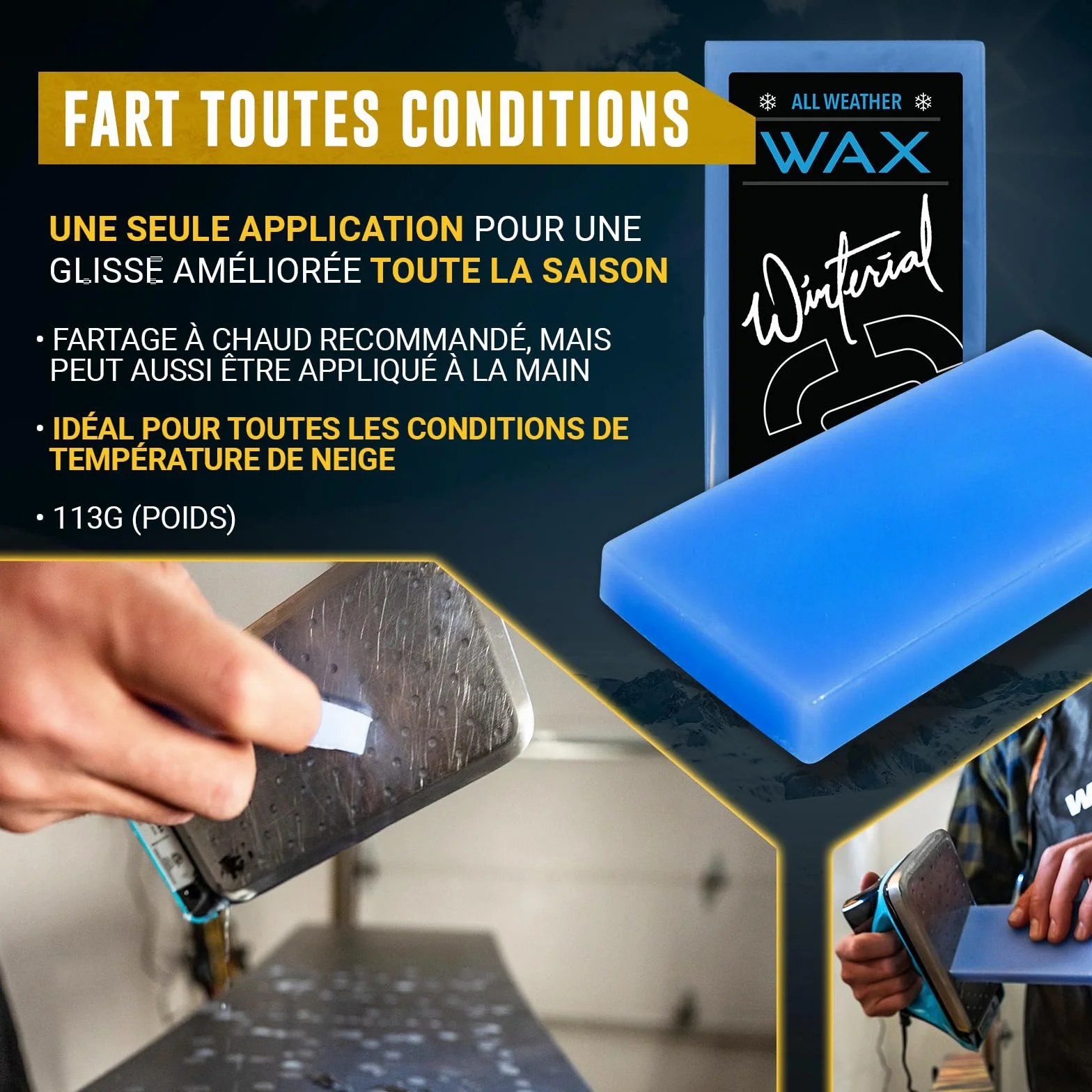 Kit de réglage Snowboard Ski Winterial avec Fer, Cire Toutes températures, Lime Bords coudés, PTEX