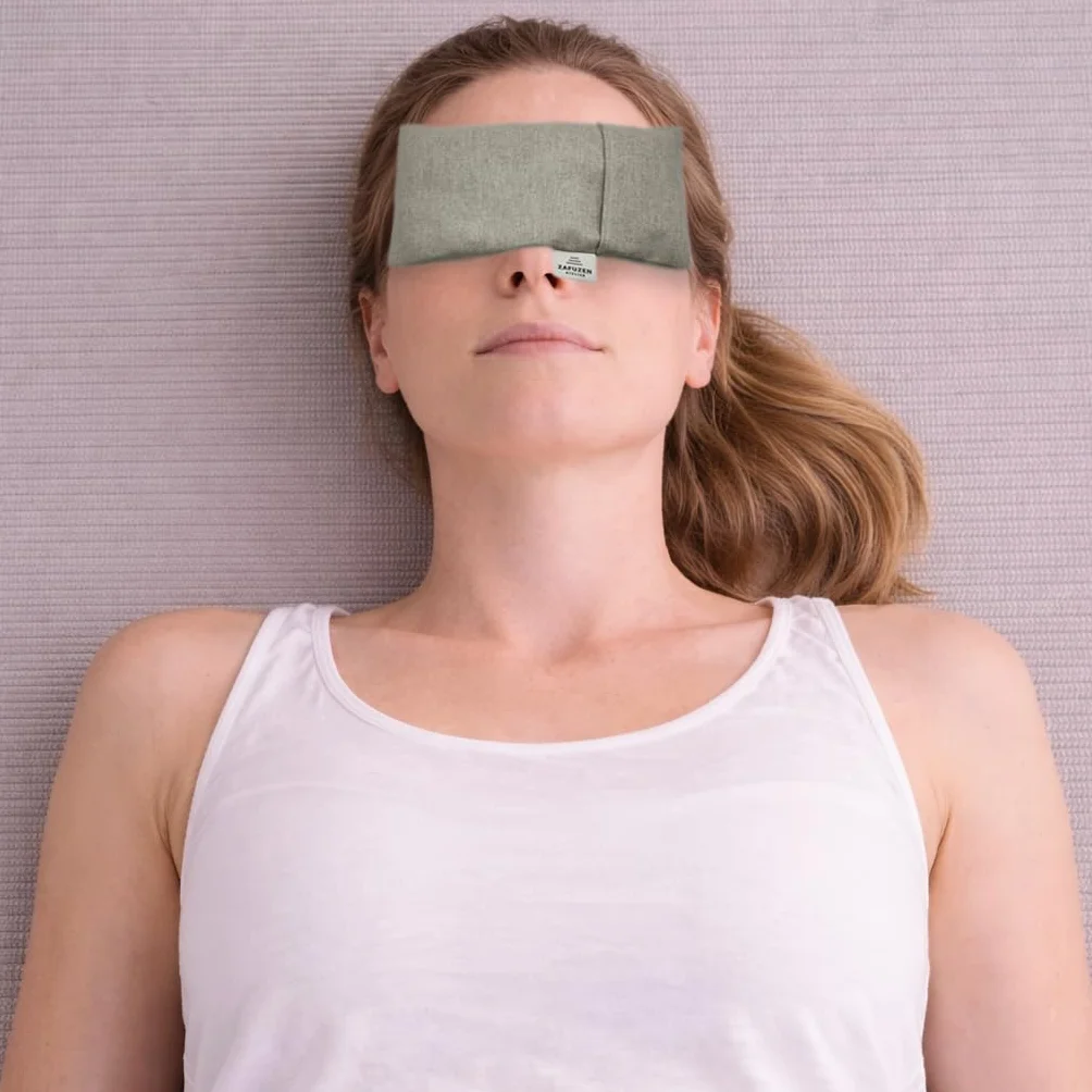 Coussin pour Les Yeux avec Housse Lavable Dune – Fleurs de Lavande Naturelle et Riz, Coton Naturel, Yoga et Méditation