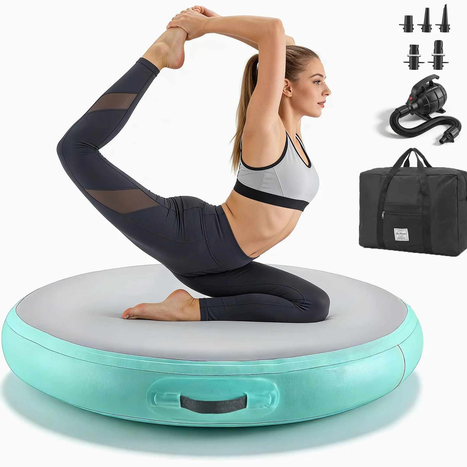 Air Track Tapis de Gymnastique Gonflable, Gonflable Air Spot 100x15cm Air Floor Mat, Rouleau d'Air Piste d'Air Gonflable avec Pompe, Tapis d'Exercice pour Maison/Yoga/ExtéRieur/Tumbling