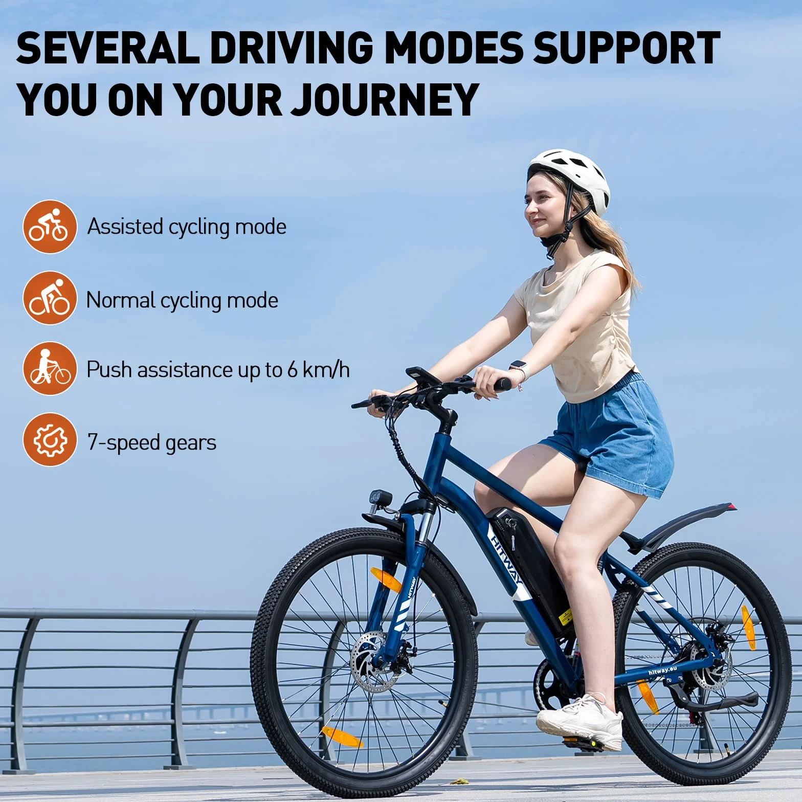 HITWAY Vélo Électrique VTT 27,5" 26" Pneu Batterie Lithium Amovible 36V13Ah 48V15,6Ah Autonomie 60-100km 250W Moteur Adulte