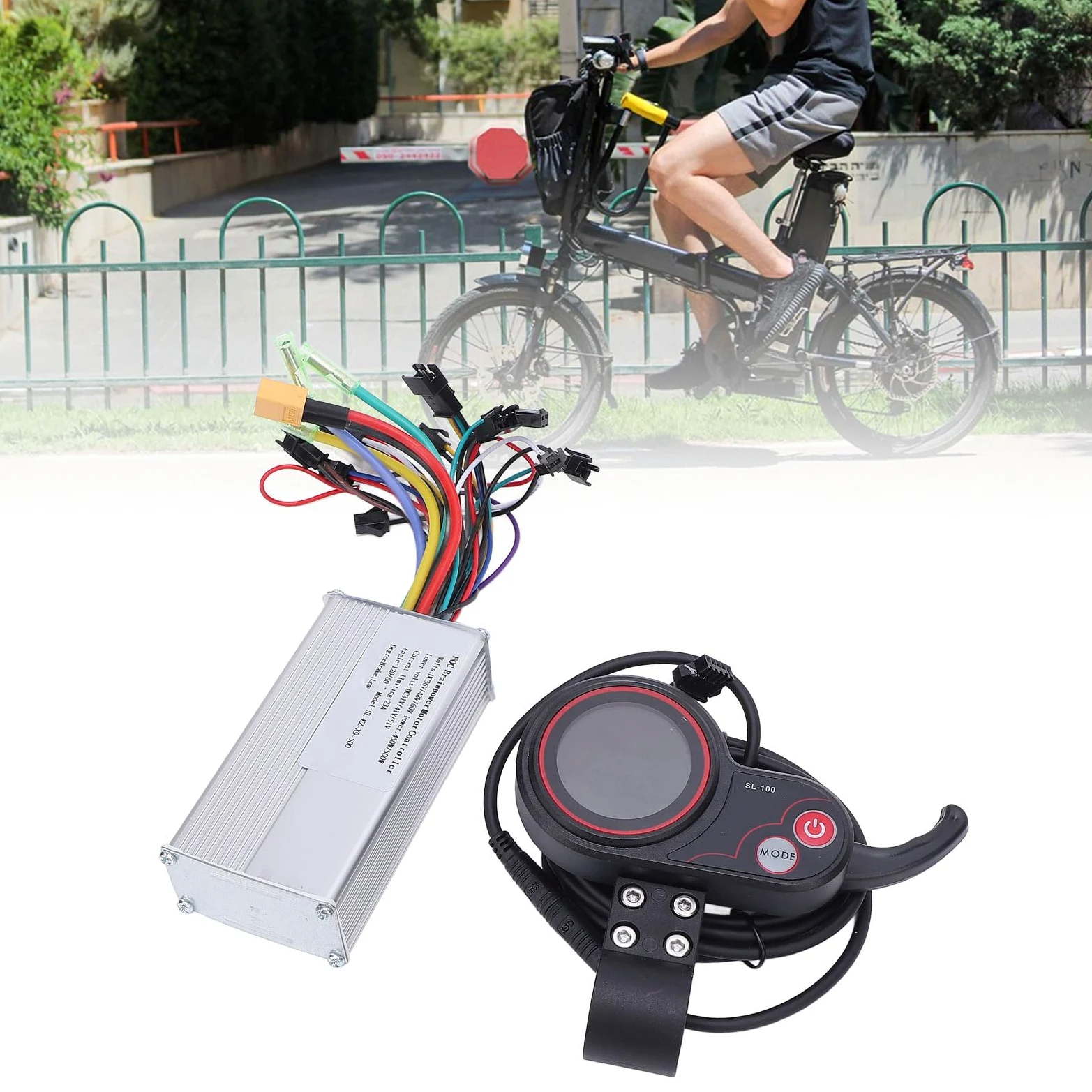 Kit de Contrôleur de Moteur sans Balai, 36V 48V 60V 450W 500W Contrôleur d'onde Sinusoïdale avec Écran d'Affichage Couleur LCD SL100 pour Vélo Électrique Scooter Électrique