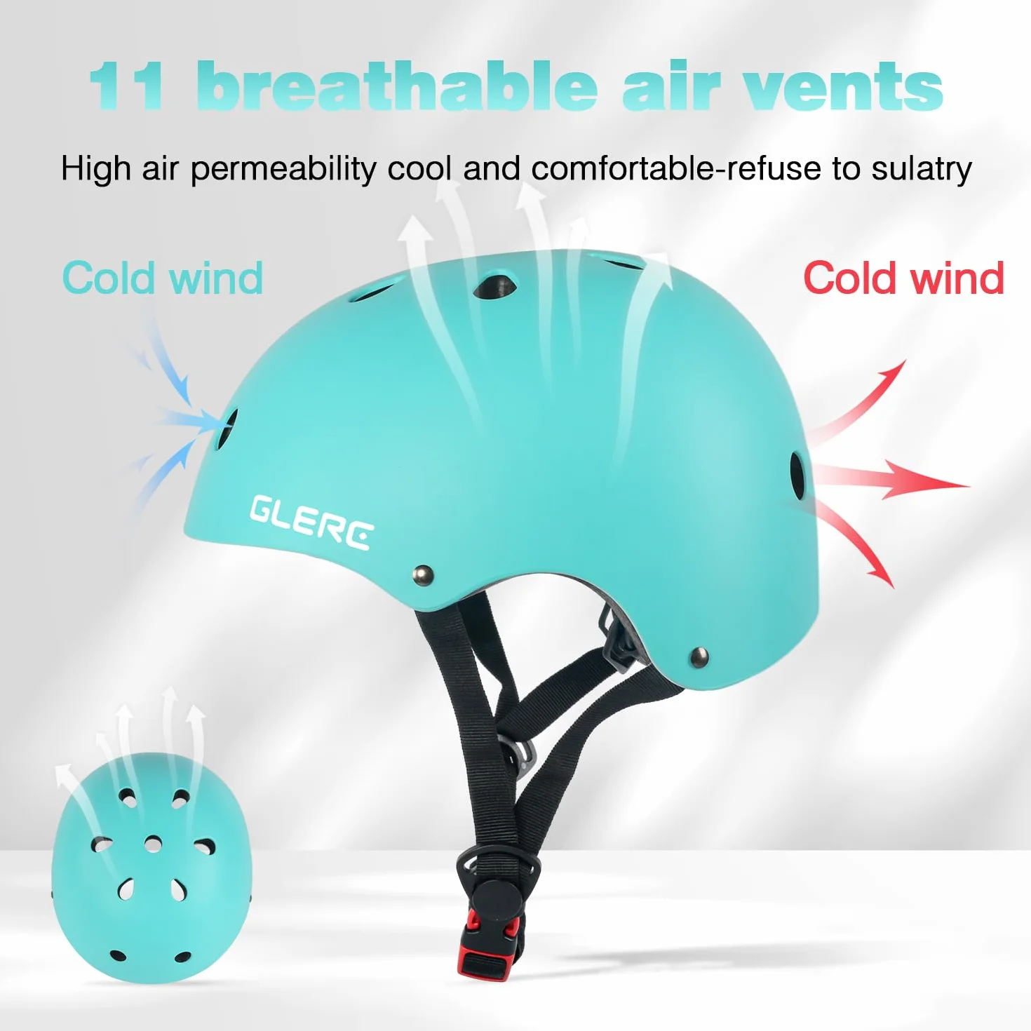 Glerc Casque de Protection pour Enfants, Genoux et Poignets pour garçons et Filles, Casque de Skateboard réglable, adapté au Skateboard et au Patinage à roulettes.