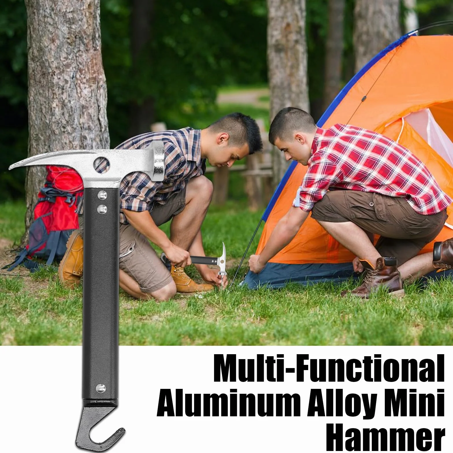 OUKENS Marteau de Camping, 22cm Piquet de Tente extracteur, Maillet en Alliage d'aluminium, Mini Outil extérieur Portable, Marteau De Tente Outil Multifonctionnel pour intérieur et extérieur