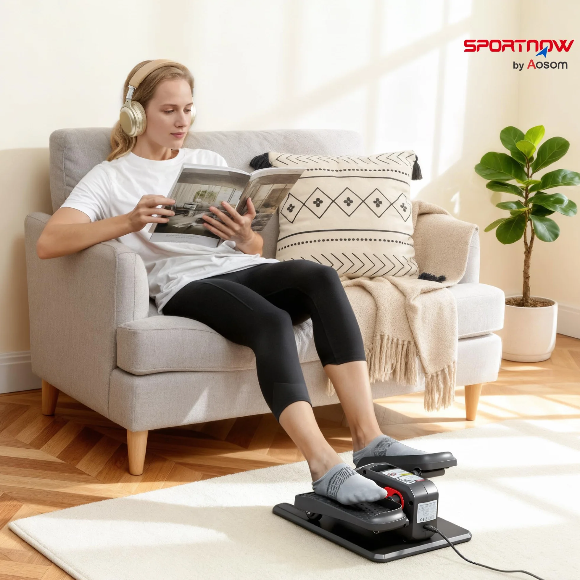 SPORTNOW Vélo elliptique de Bureau Mini Velo d'appartement 12 Vitesses Manuel Automatique 3 Programmes Télécommande Écran LCD Silencieux pour Seniors Adultes