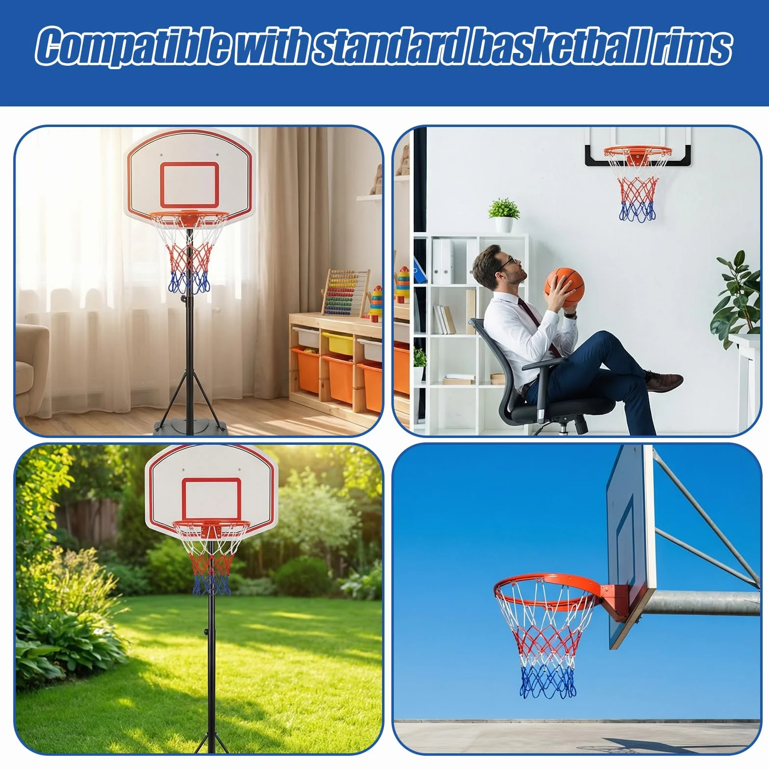 Lot de 2 filets de basketball pour panier de basket - 8 passants - Intérieur et extérieur - Tous temps