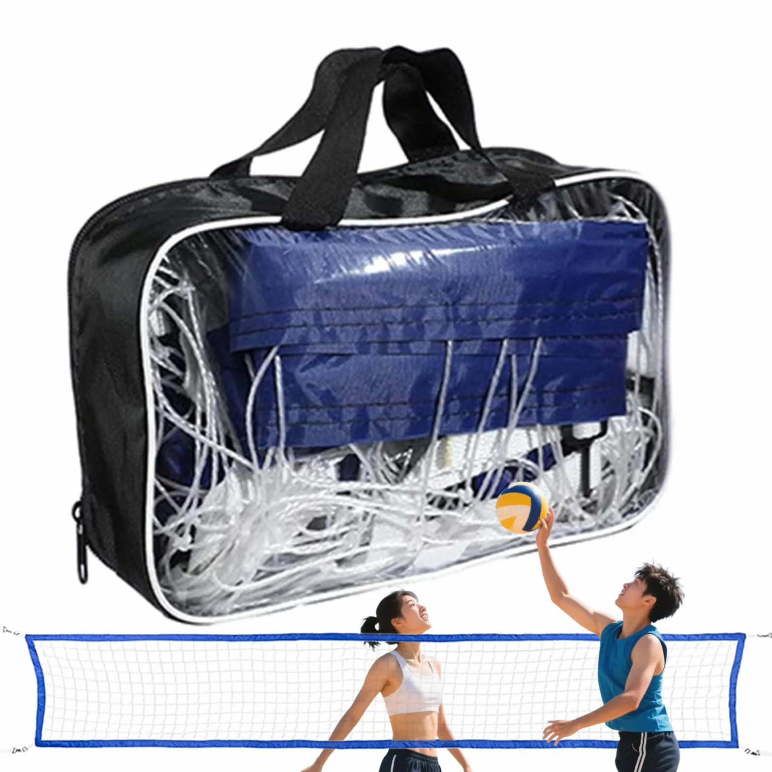 Filet de Volley pour Piscine - Jeu de Volley Ball Portable avec Accessoire Sportif Réglable