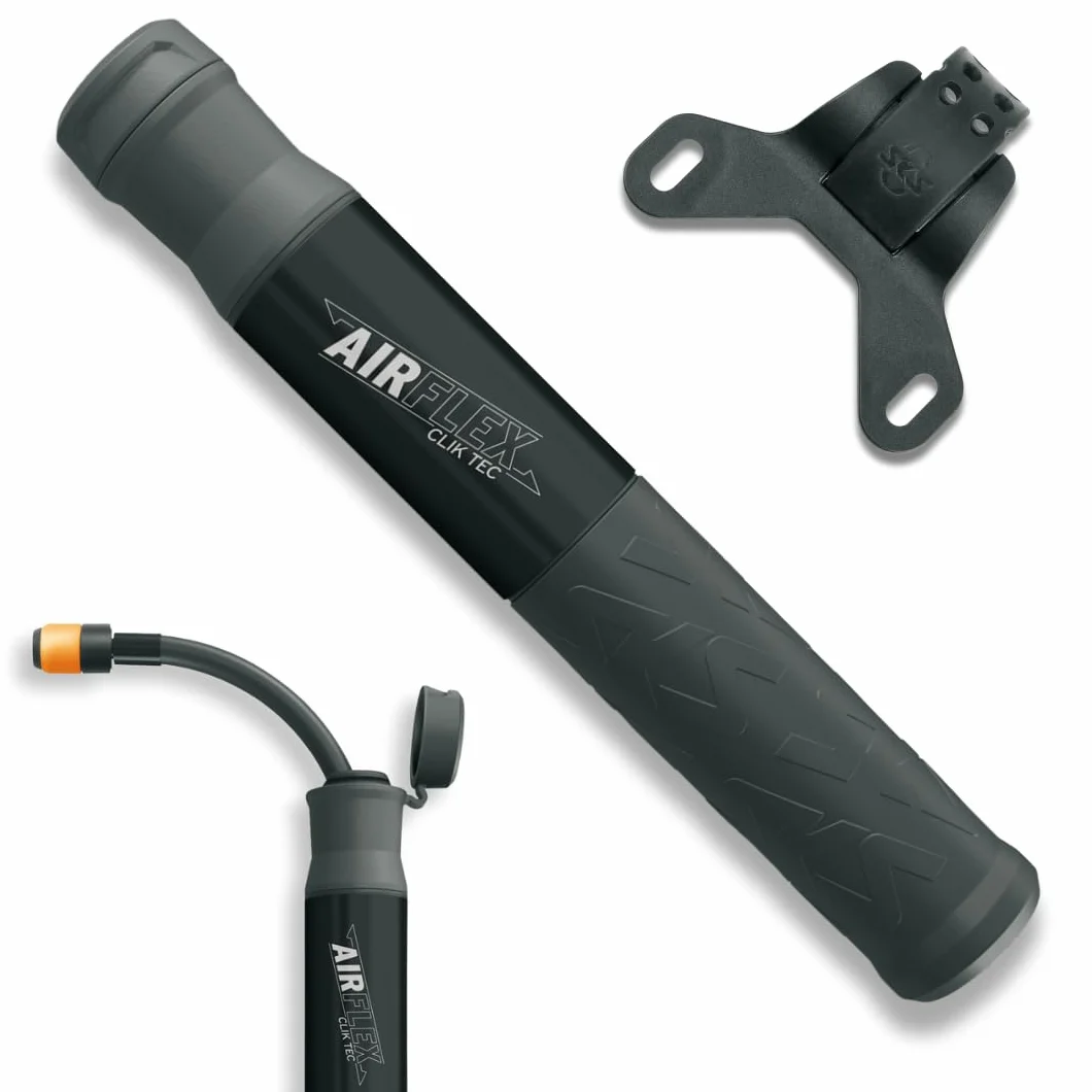 SKS Germany Airflex Explorer CLIK TEC Mini Pompe à vélo avec Tuyau Extensible et tête de Valve CLIK TEC, Noir