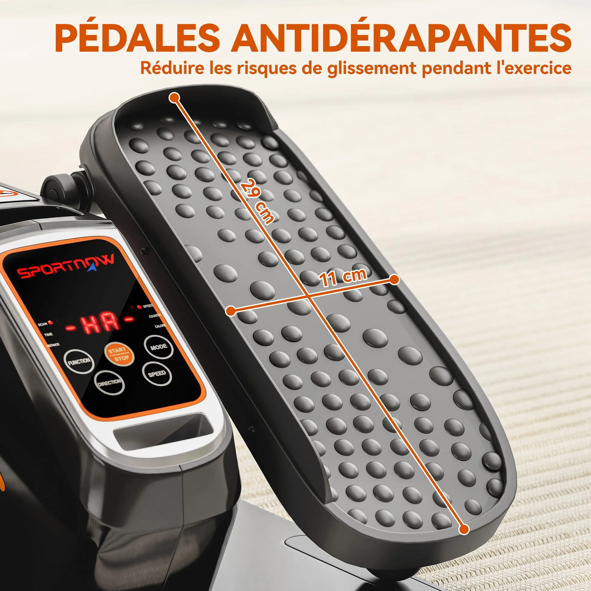 SPORTNOW Vélo elliptique de Bureau Mini Velo d'appartement 12 Vitesses Manuel Automatique 3 Programmes Télécommande Écran LCD Silencieux pour Seniors Adultes