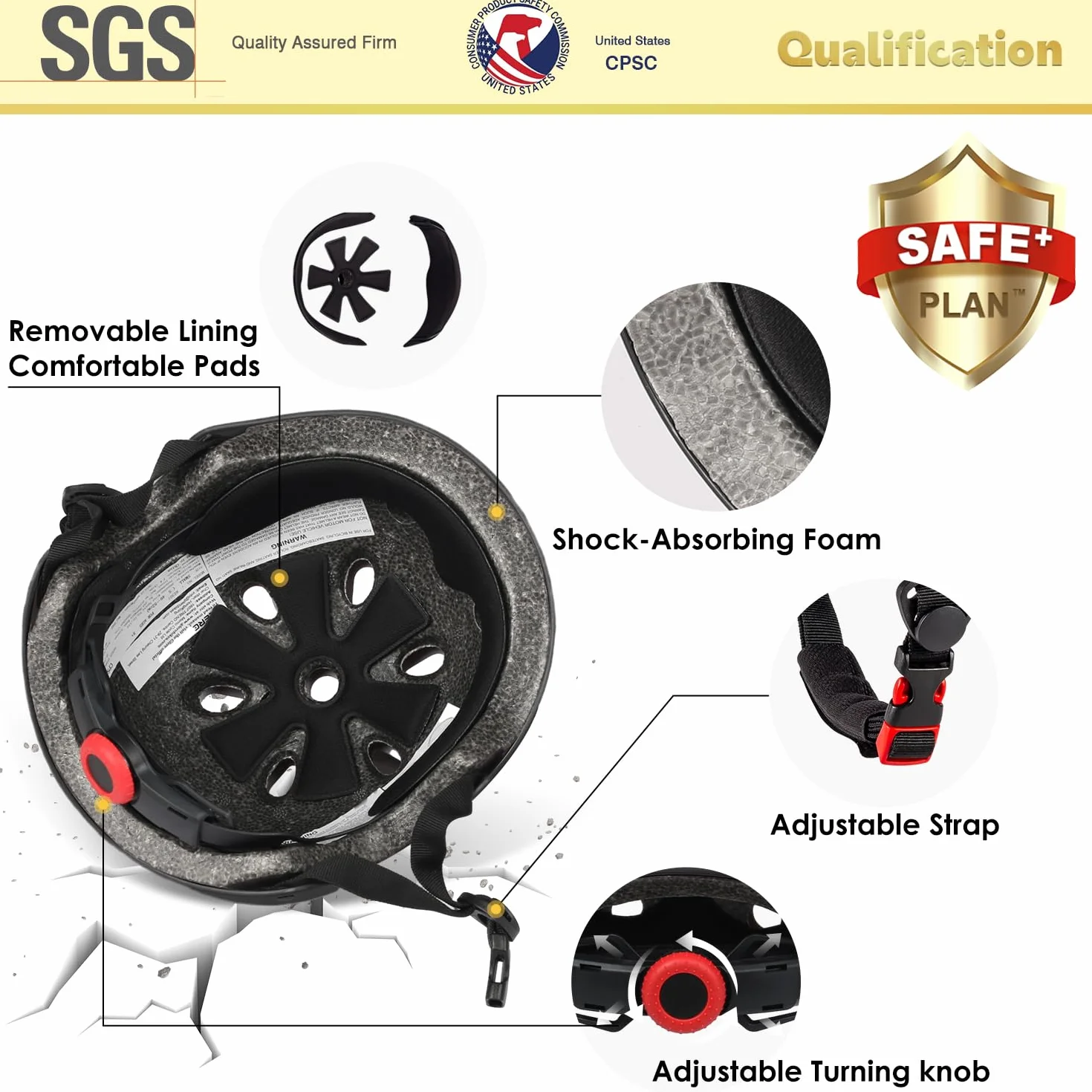 Glerc Casque de Protection pour Enfants, Genoux et Poignets pour garçons et Filles, Casque de Skateboard réglable, adapté au Skateboard et au Patinage à roulettes.
